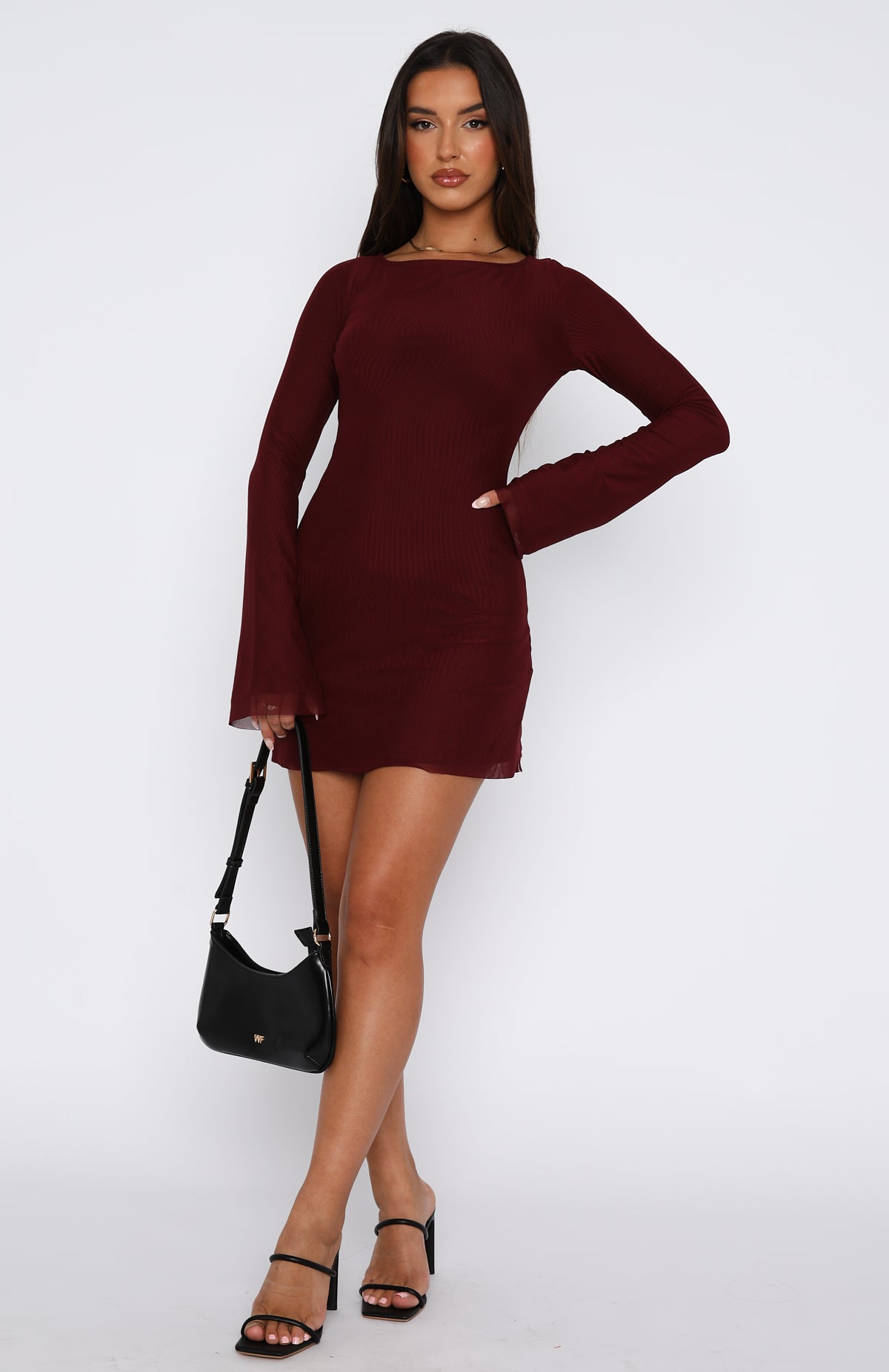 Ultimate Elegance: Excuse Me Miss Long Sleeve Mini Dress in Wine