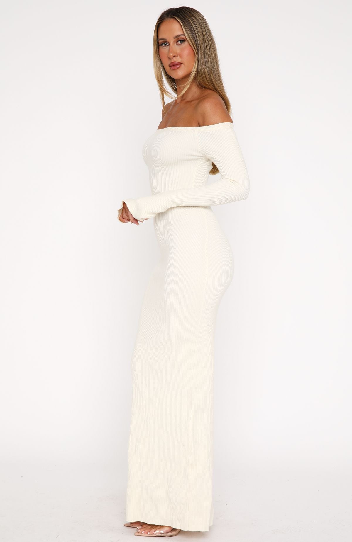 Premium Star Studded Knit Maxi Dress - Winter White