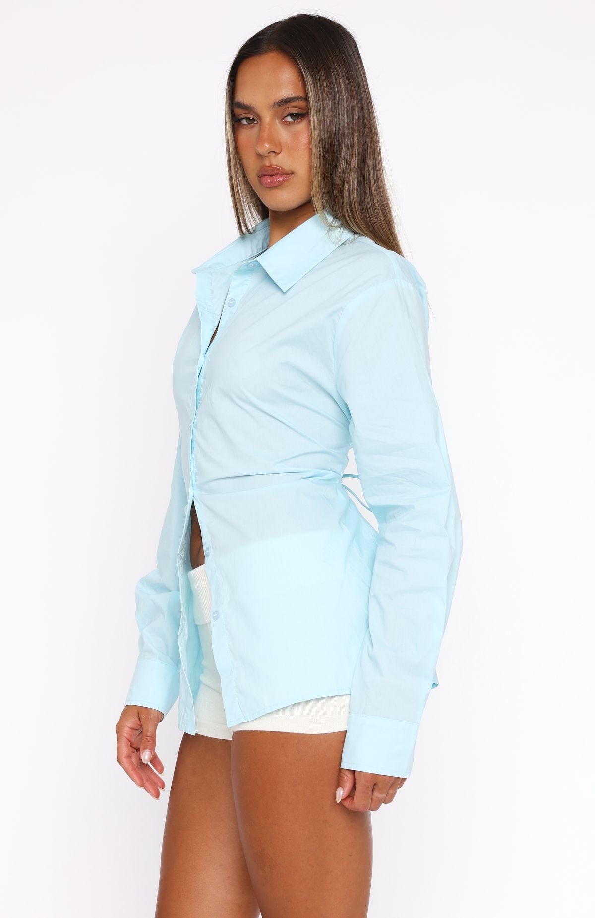 Premium Feeling Is Mutual Long Sleeve Shirt - Powder Blue