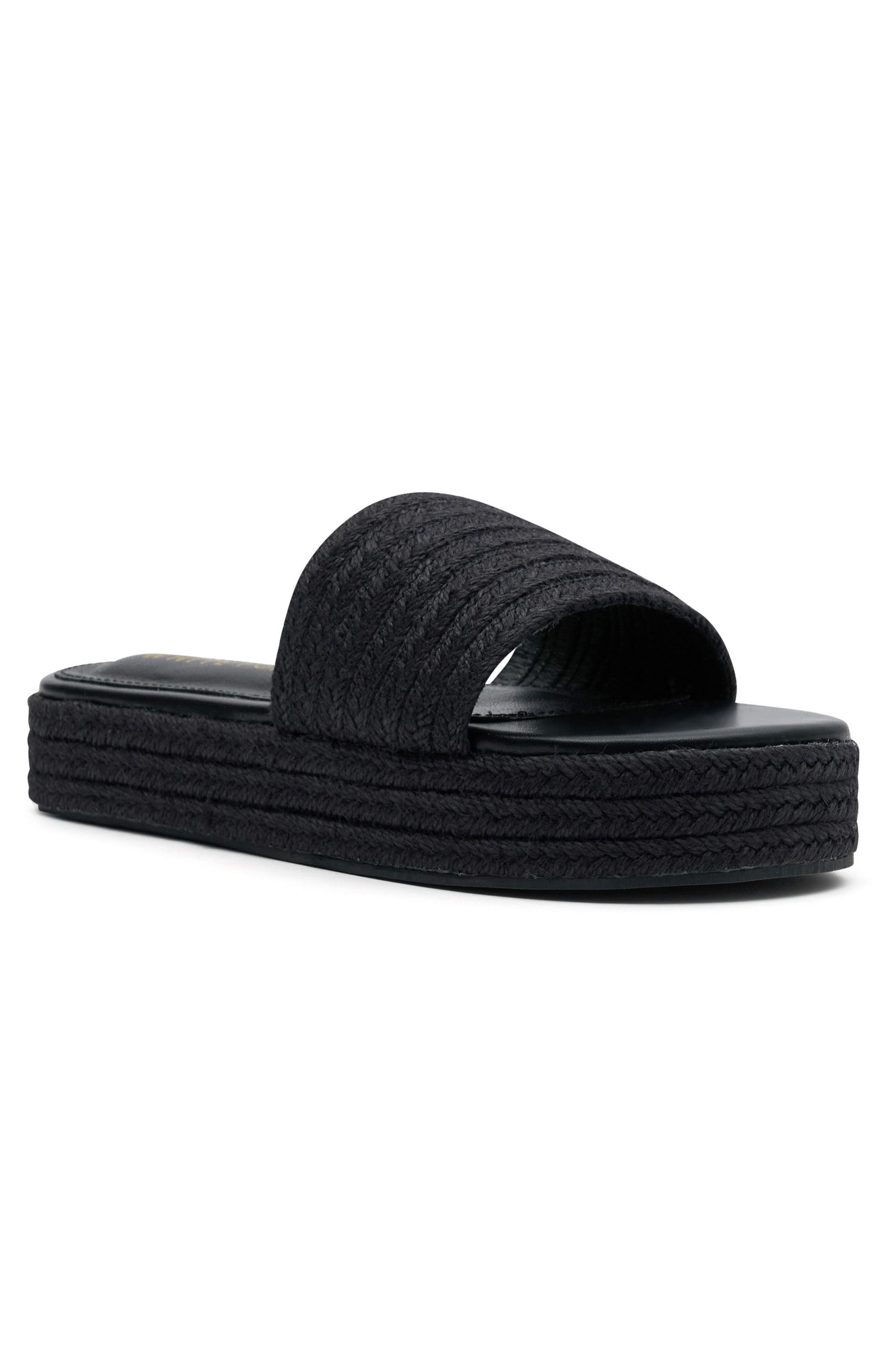 Ultimate Lush Life Platform Slides - Black Woven