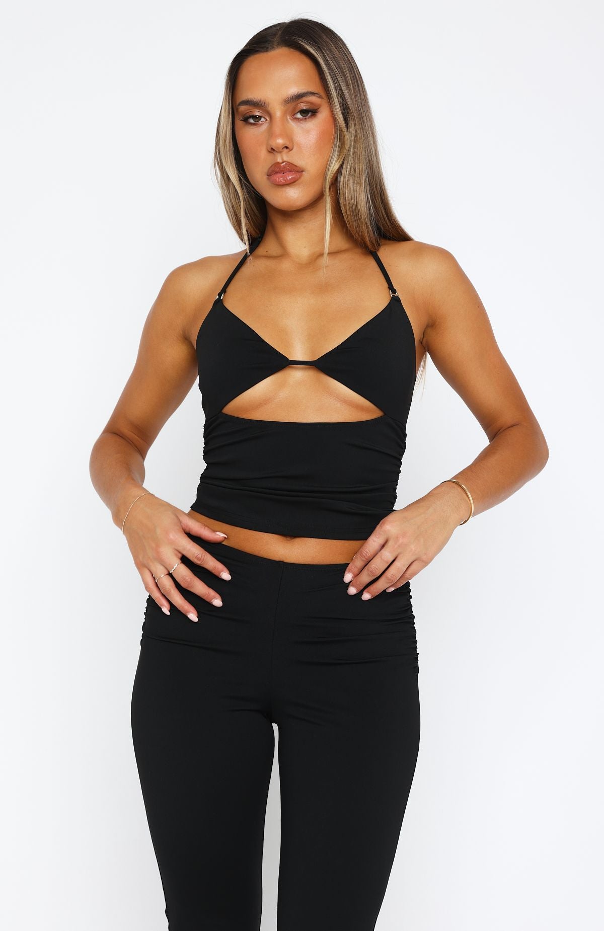 Premium Rare Combination Halter Top - Sleek Black