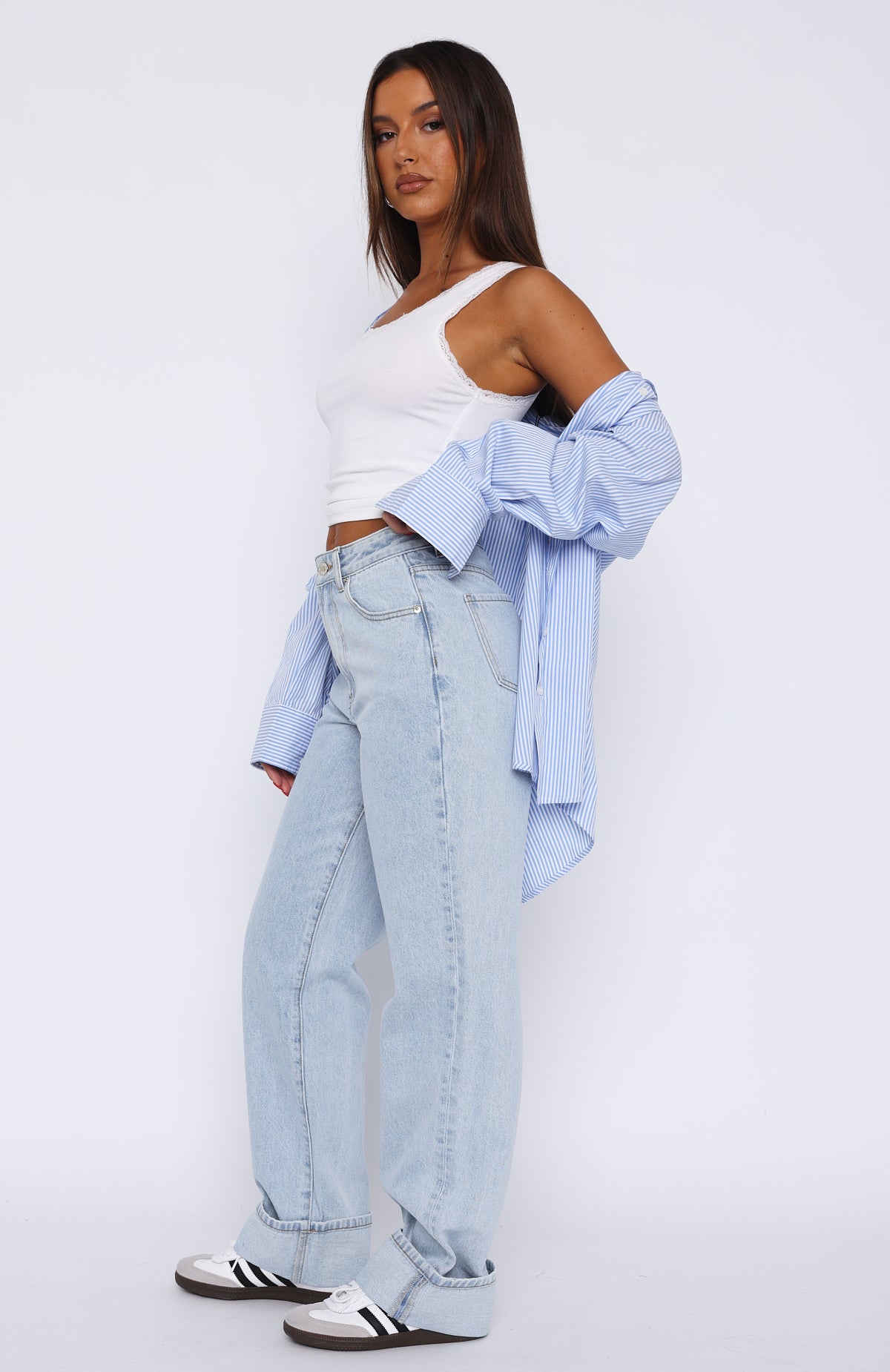 Premium Blair High Rise Wide Leg Jeans - Light Blue