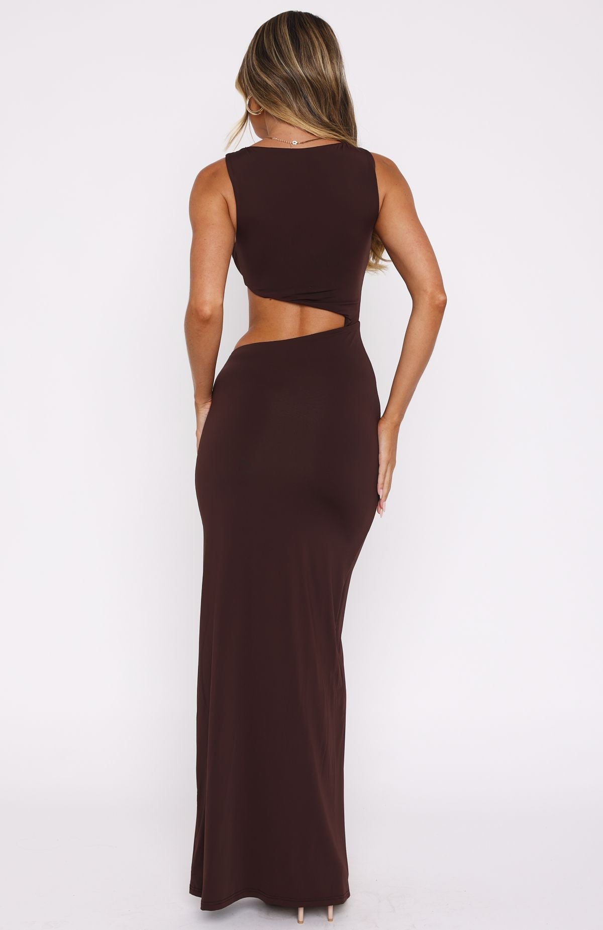Premium Tell Me To Stop Maxi Dress in Chocolate