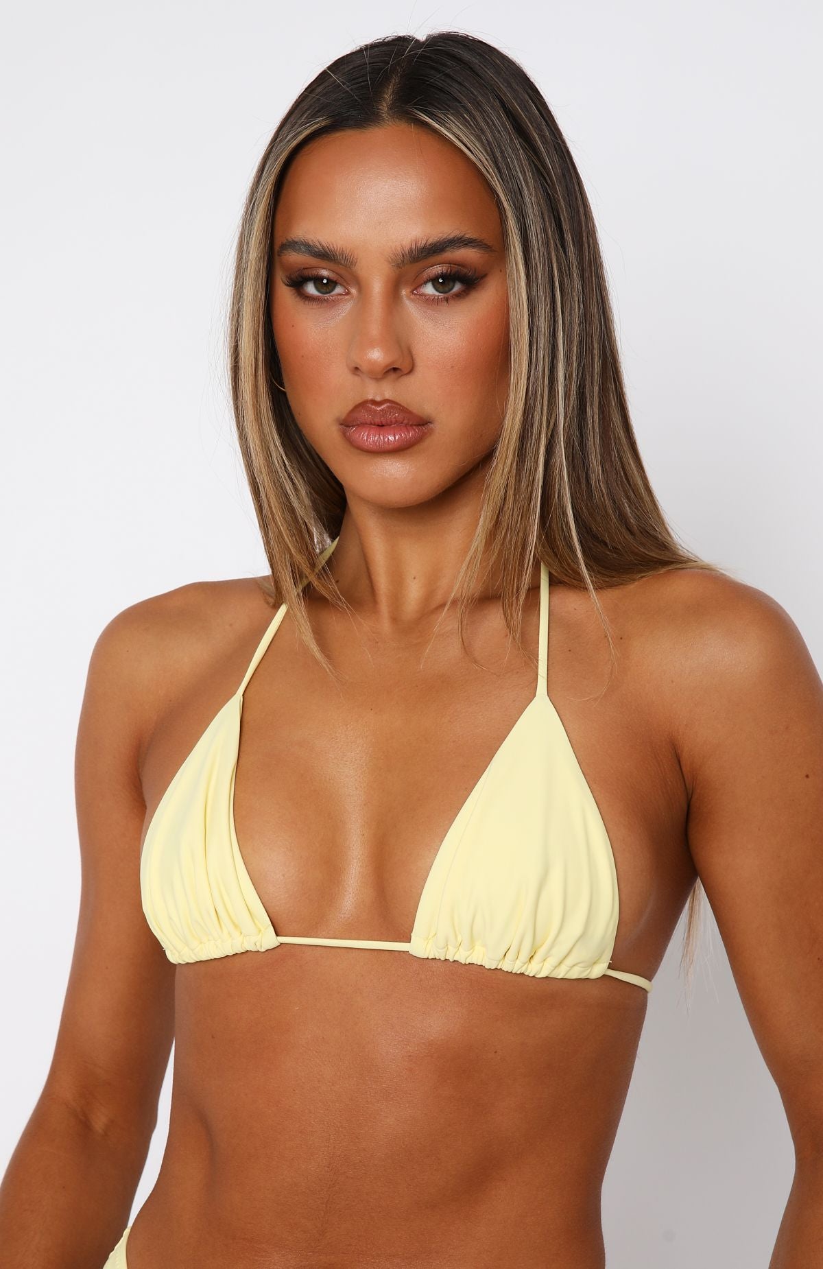 Premium Golden Hour Halter Bikini Top - Lemon