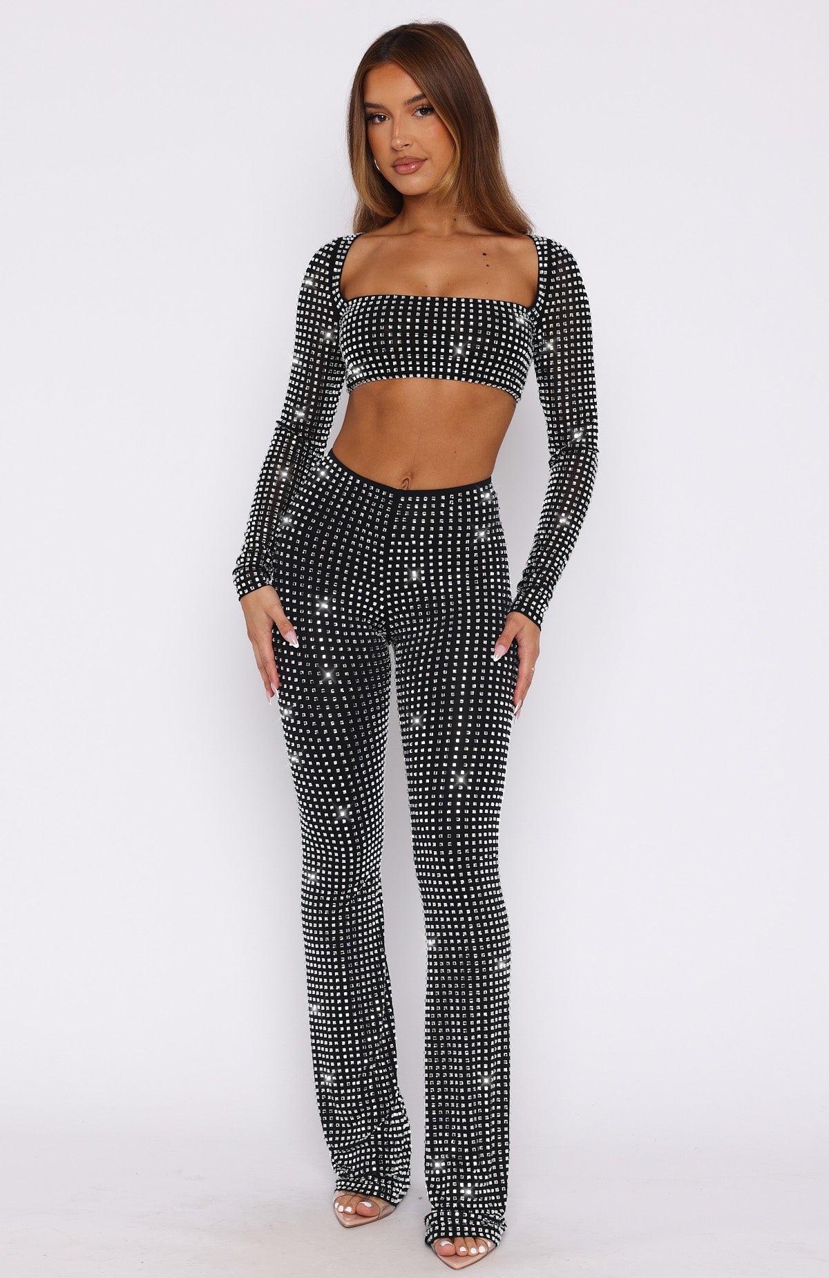 Ultimate Sparkle Embellished Pants - Sleek Black