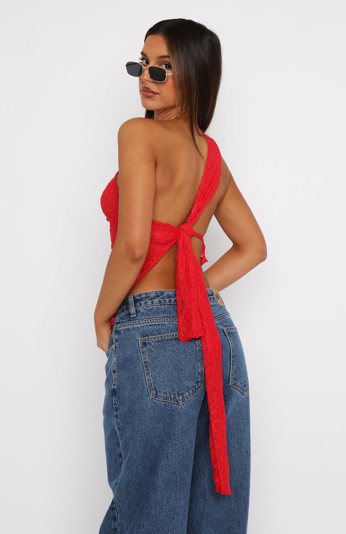 Premium It's A Love Story Lace Top - Red