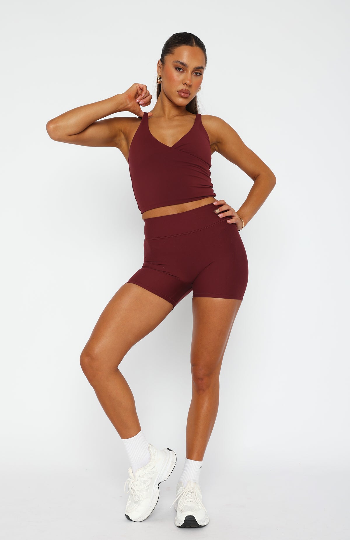 Premium Endurance Scrunch High Waisted Shorts - Burgundy