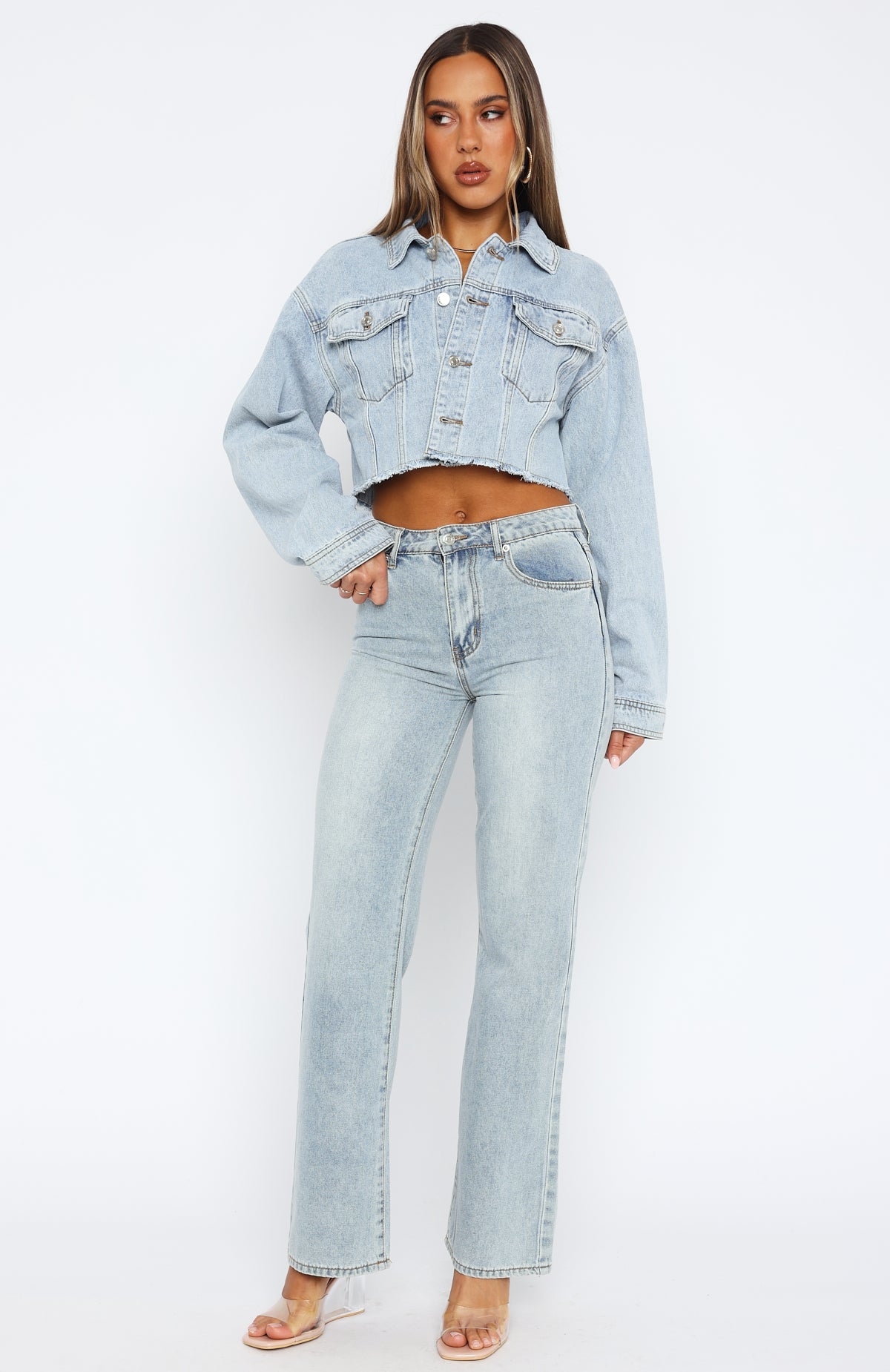 Ultimate Lightspeed Cropped Denim Jacket - Light Blue Wash