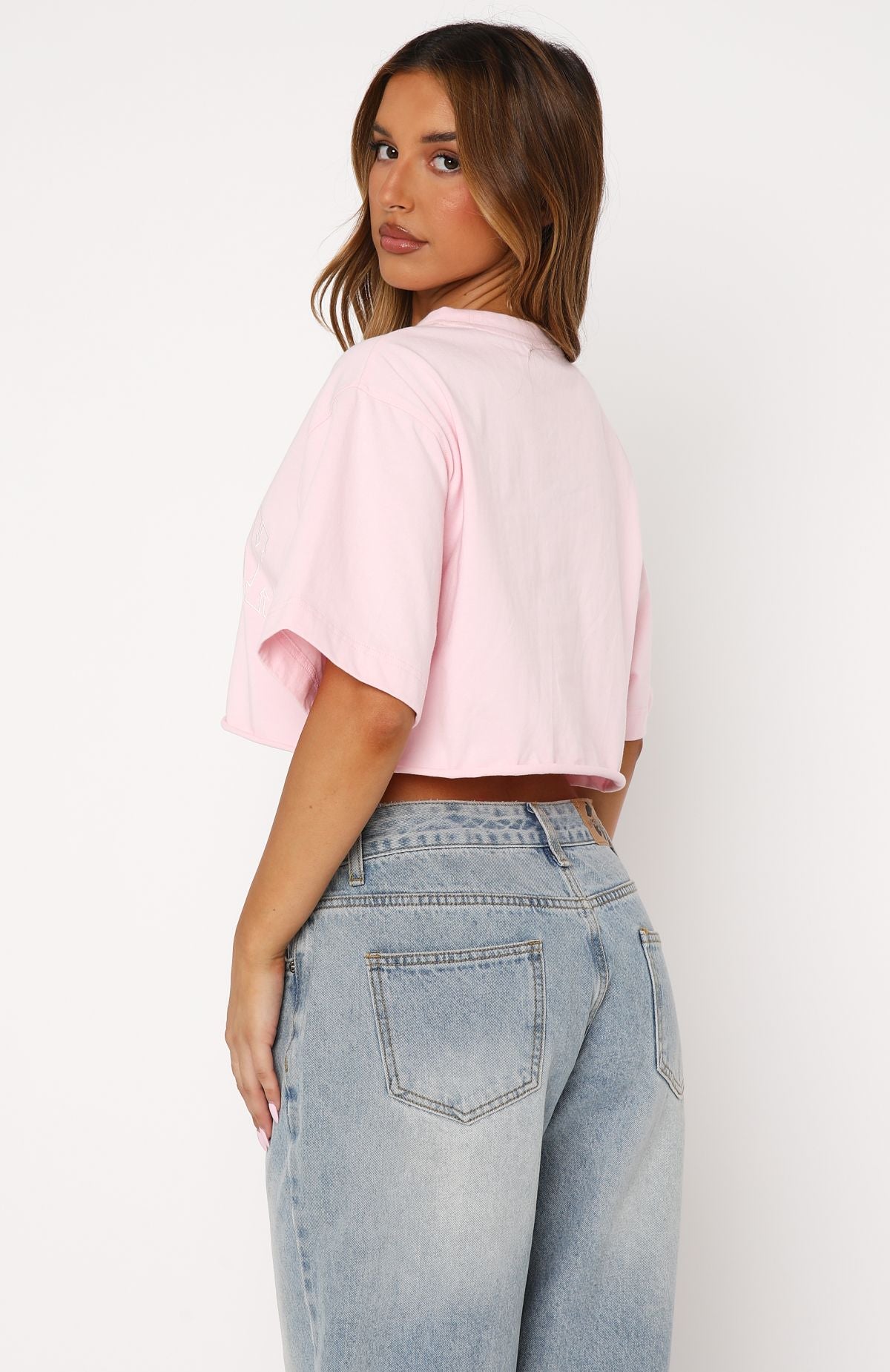 Premium Oversized Cropped Tee in Pink - Upgrade Your Style