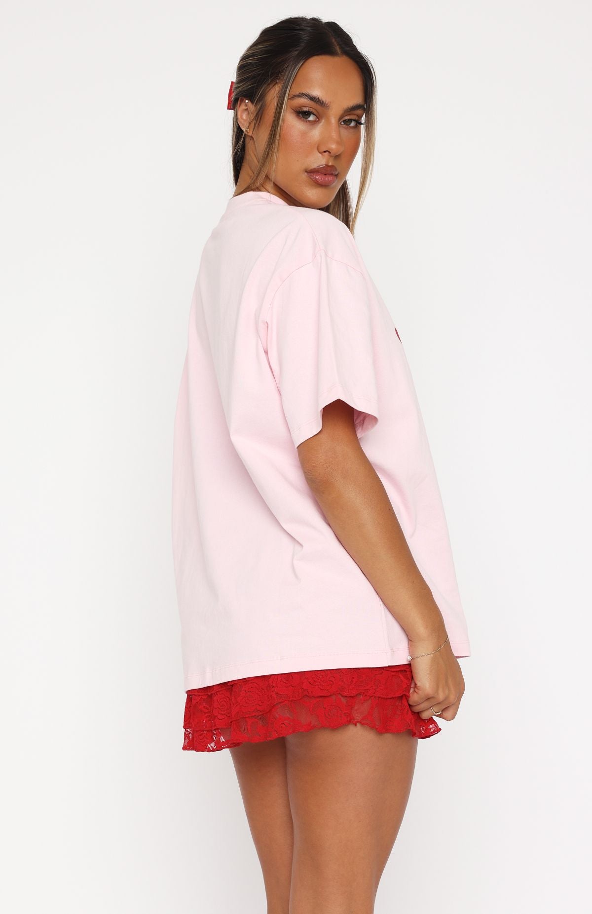 Premium Love Me Tender Oversized Tee - Soft Pink