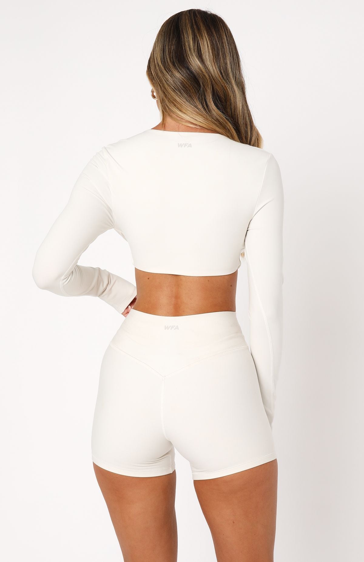 Premium Over The Line Long Sleeve Crop Top - Cream