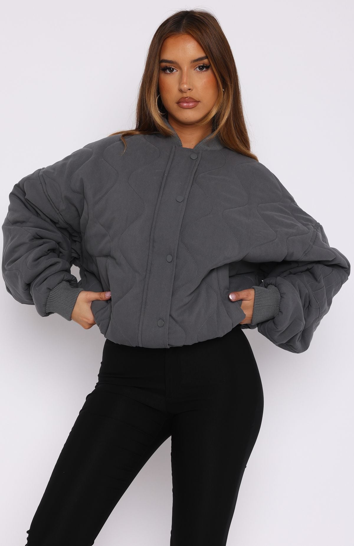 Premium Soft Love Bomber Jacket - Charcoal