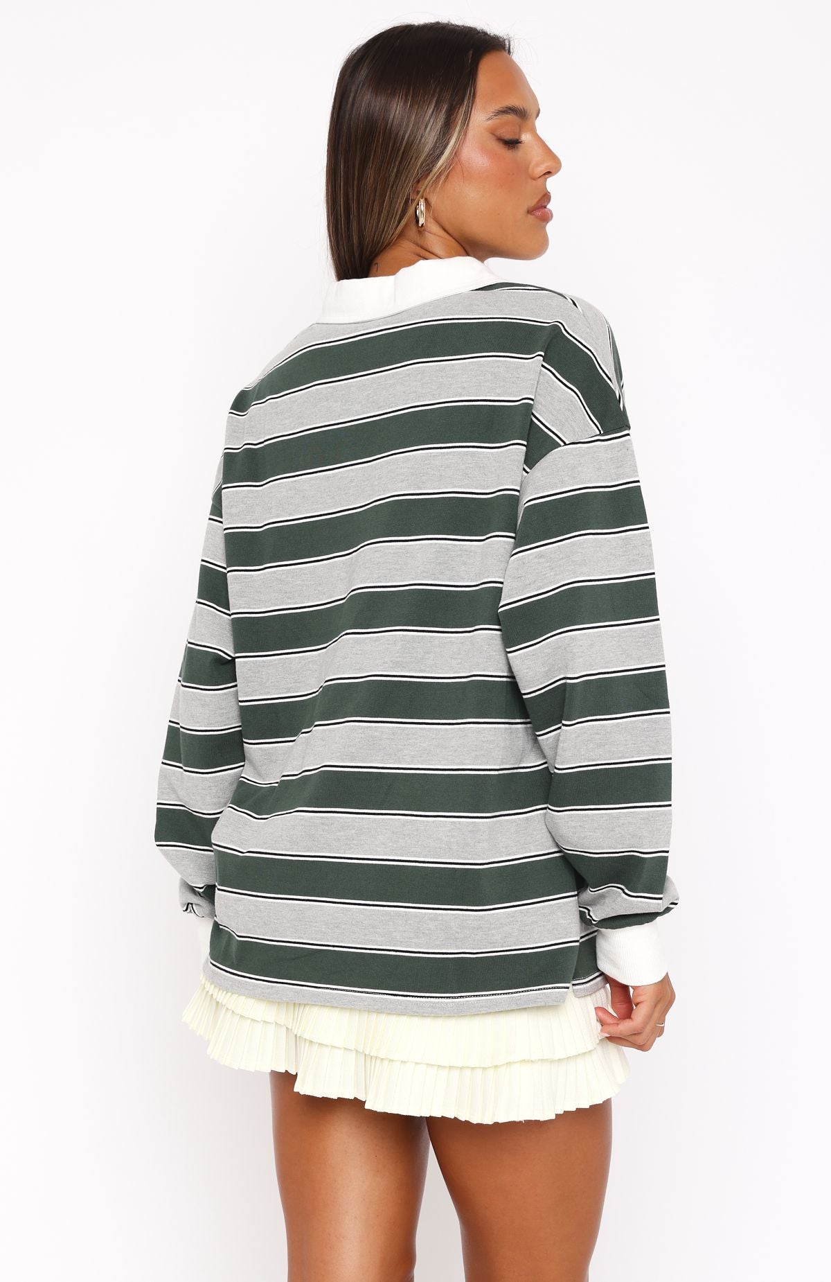 Premium Long Sleeve Rugby Shirt - Forest Green Stripe
