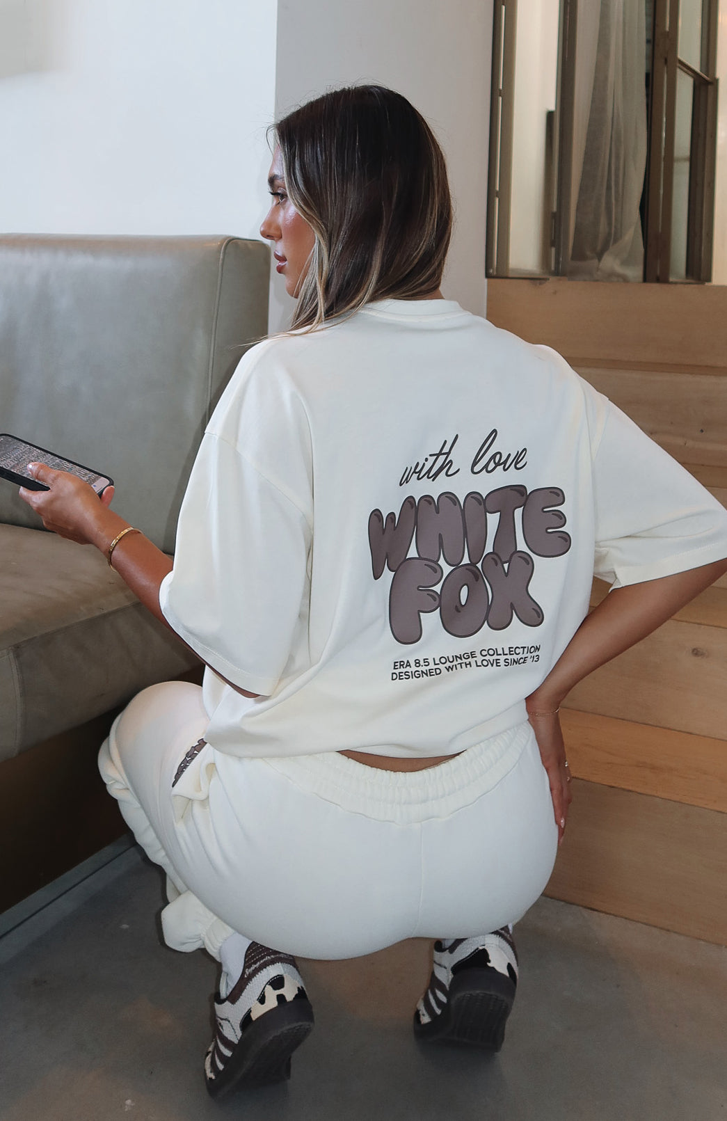 Premium With Love Always Oversized Cotton Tee - Cream