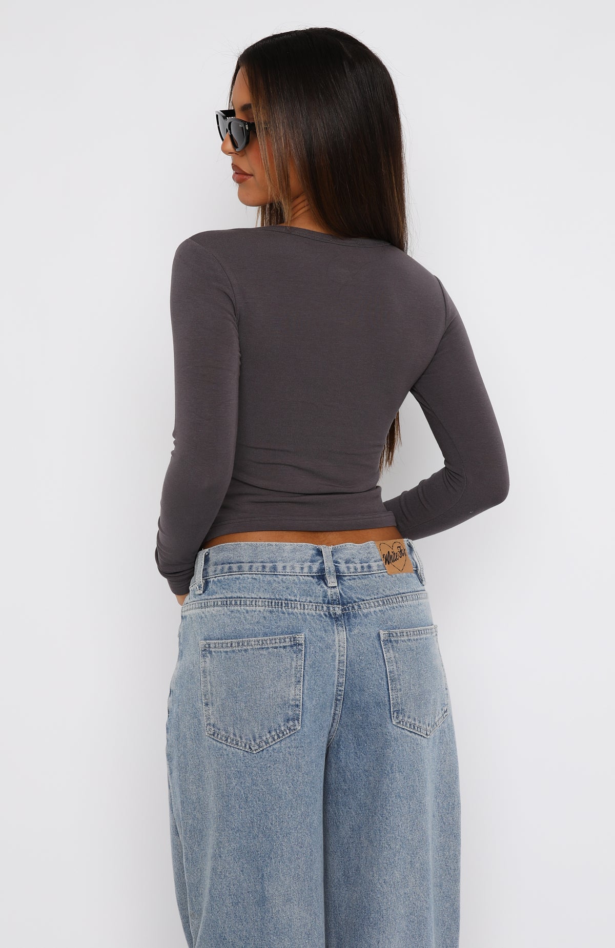 Premium Long Sleeve Fleece-Lined Top - Charcoal