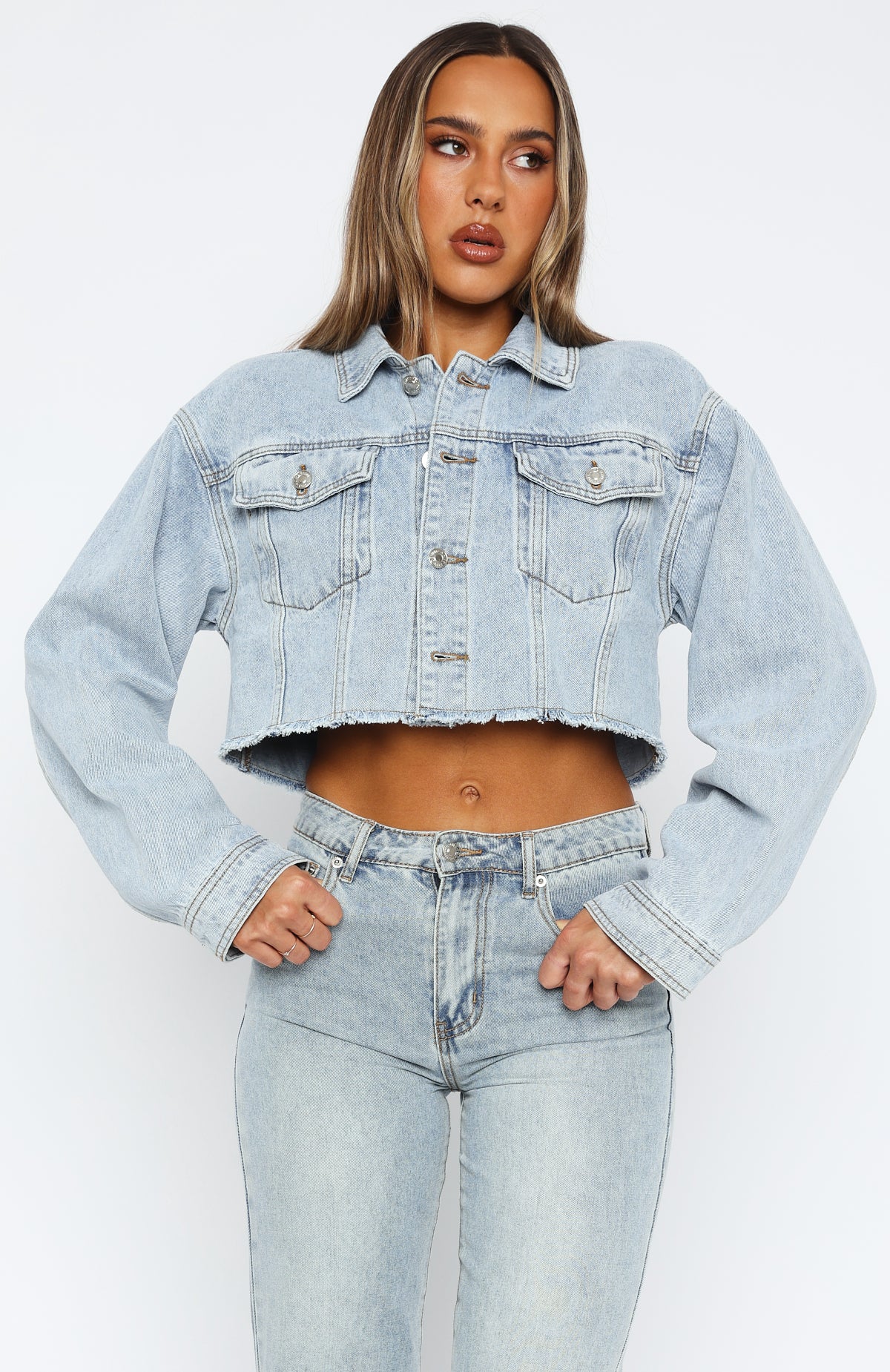 Ultimate Lightspeed Cropped Denim Jacket - Light Blue Wash