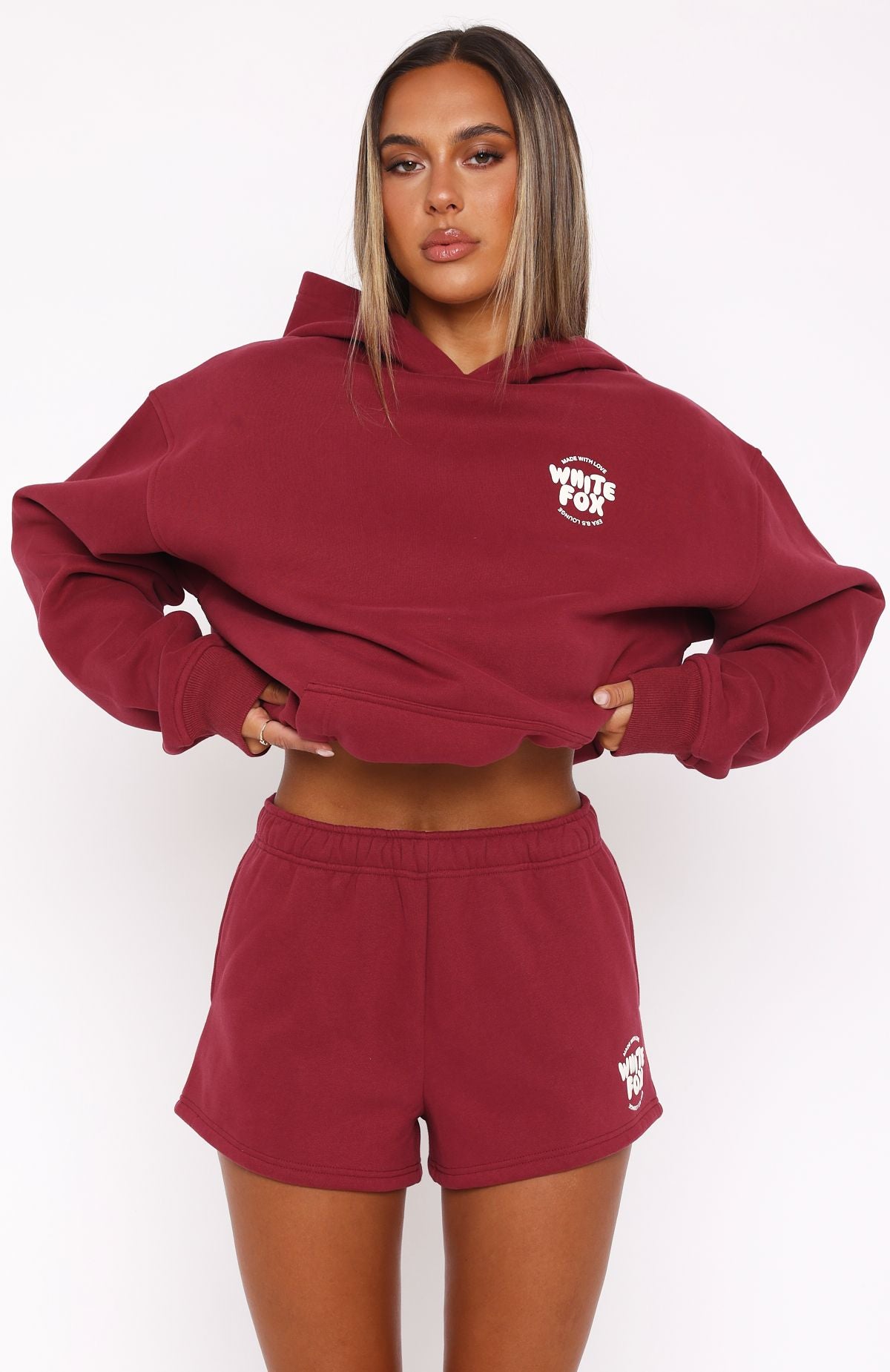 Ultimate Cozy With Love For You Lounge Shorts - Burgundy