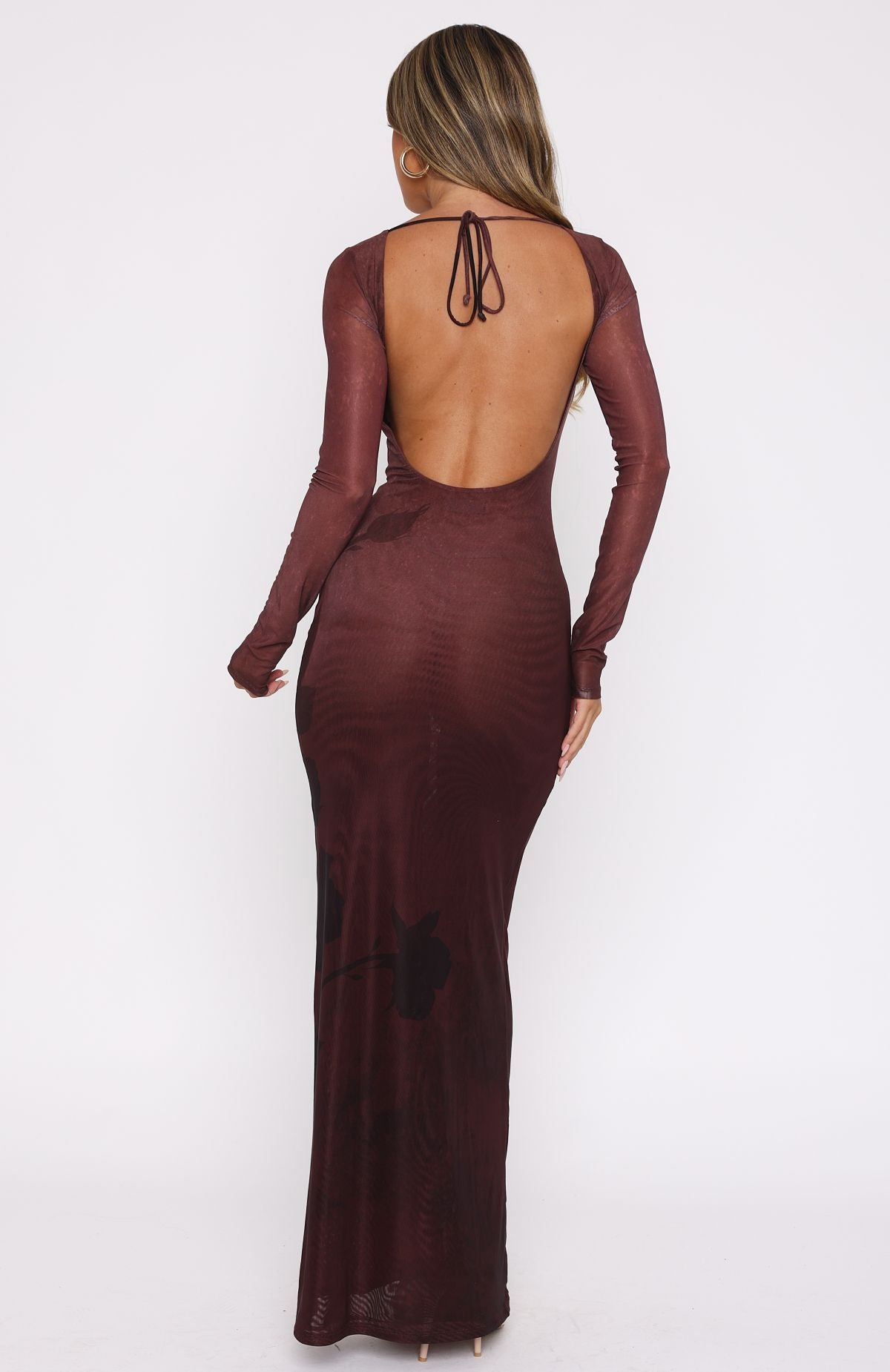 Premium No Halo Long Sleeve Maxi Dress - Cocoa Bloom