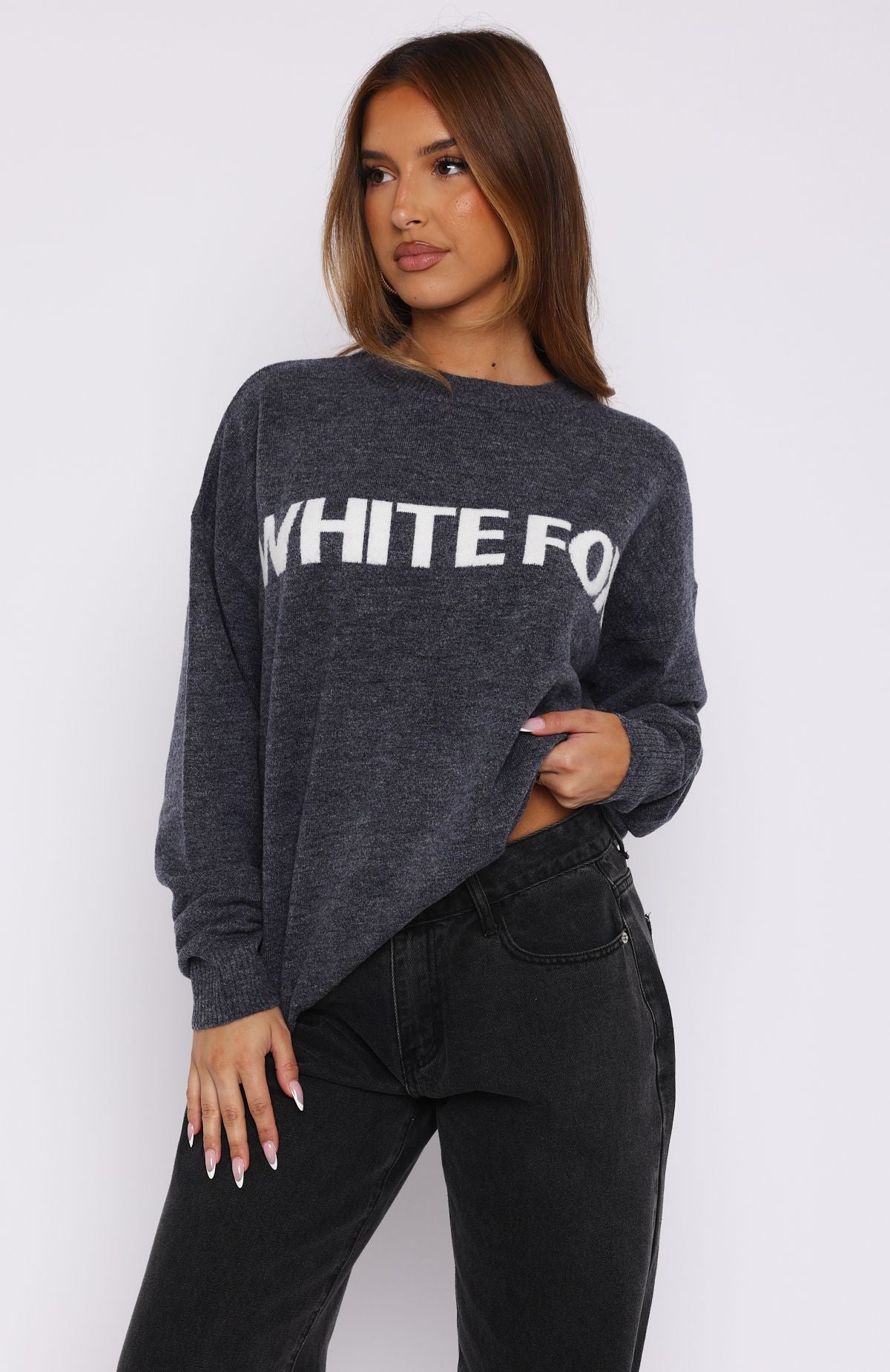 Premium Set Me Free Oversized Knit Sweater - Charcoal