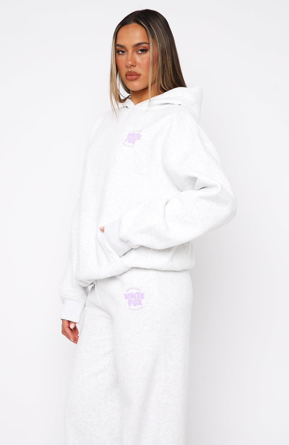 Premium With Love For You Oversized Hoodie - Grey Marle