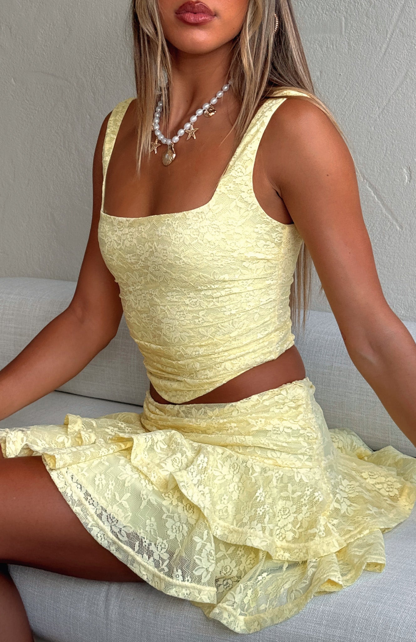 Premium Lace Bustier Top in Lemon - Ultimate Style Statement