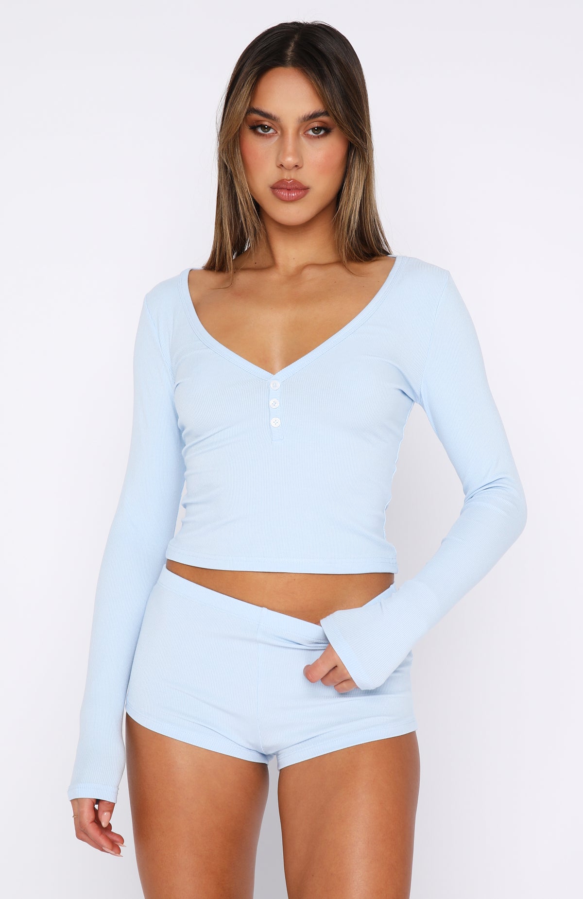 Ultimate Comfort Girl Talk Pyjama Set - Baby Blue