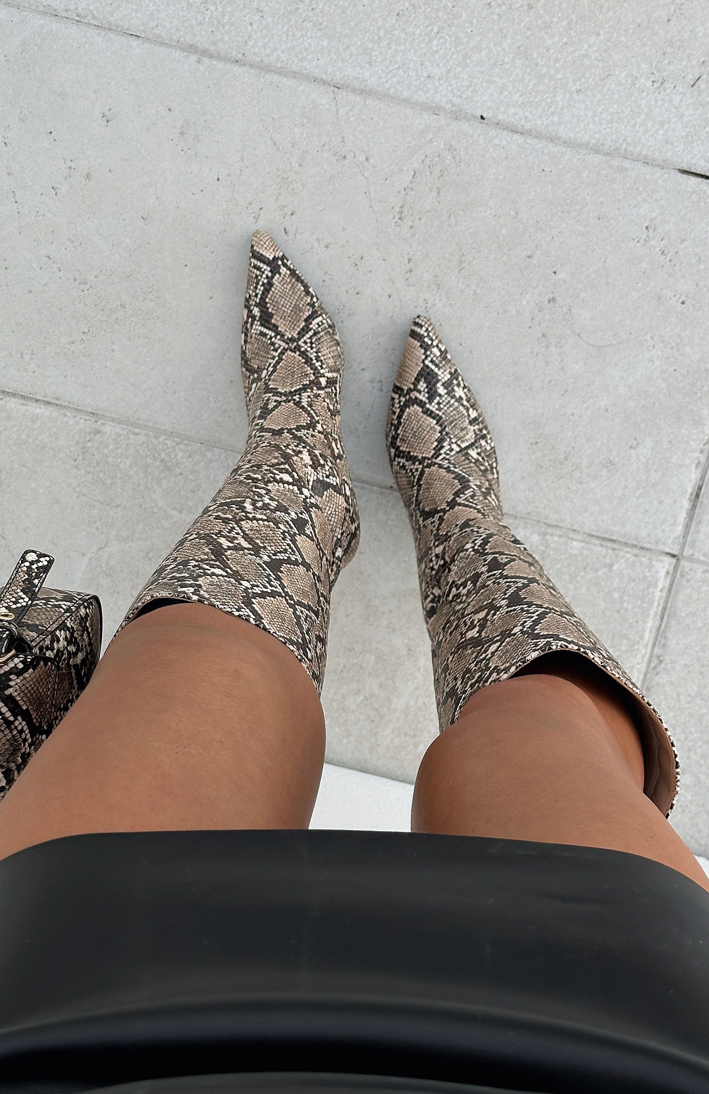 Premium Run Away With Me Knee High Boots - Snake Skin Design