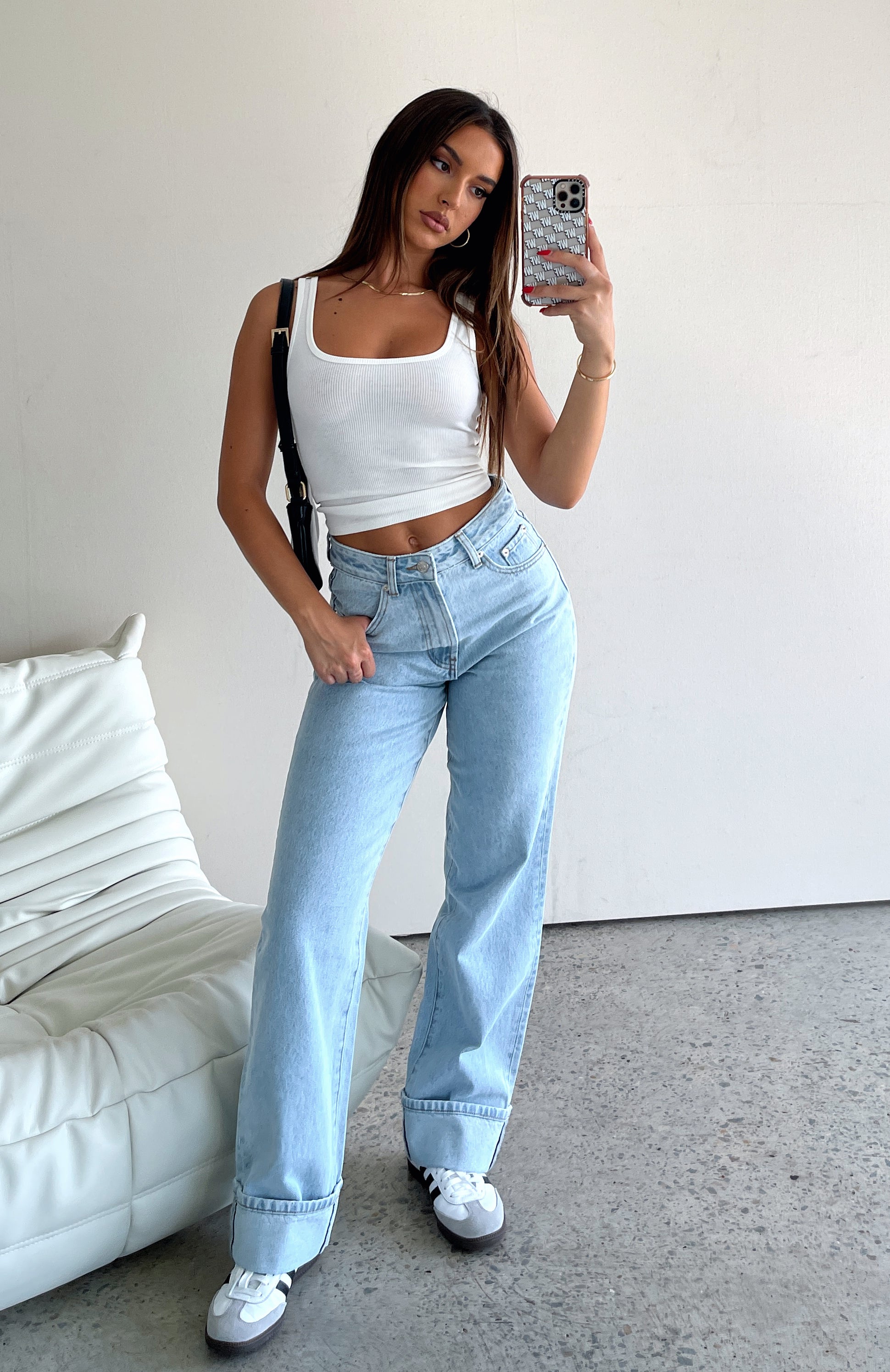 Premium Blair High Rise Wide Leg Jeans - Light Blue