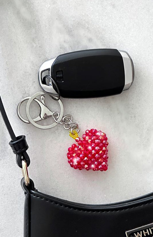 Premium Wolfie Heart Key Ring - Red