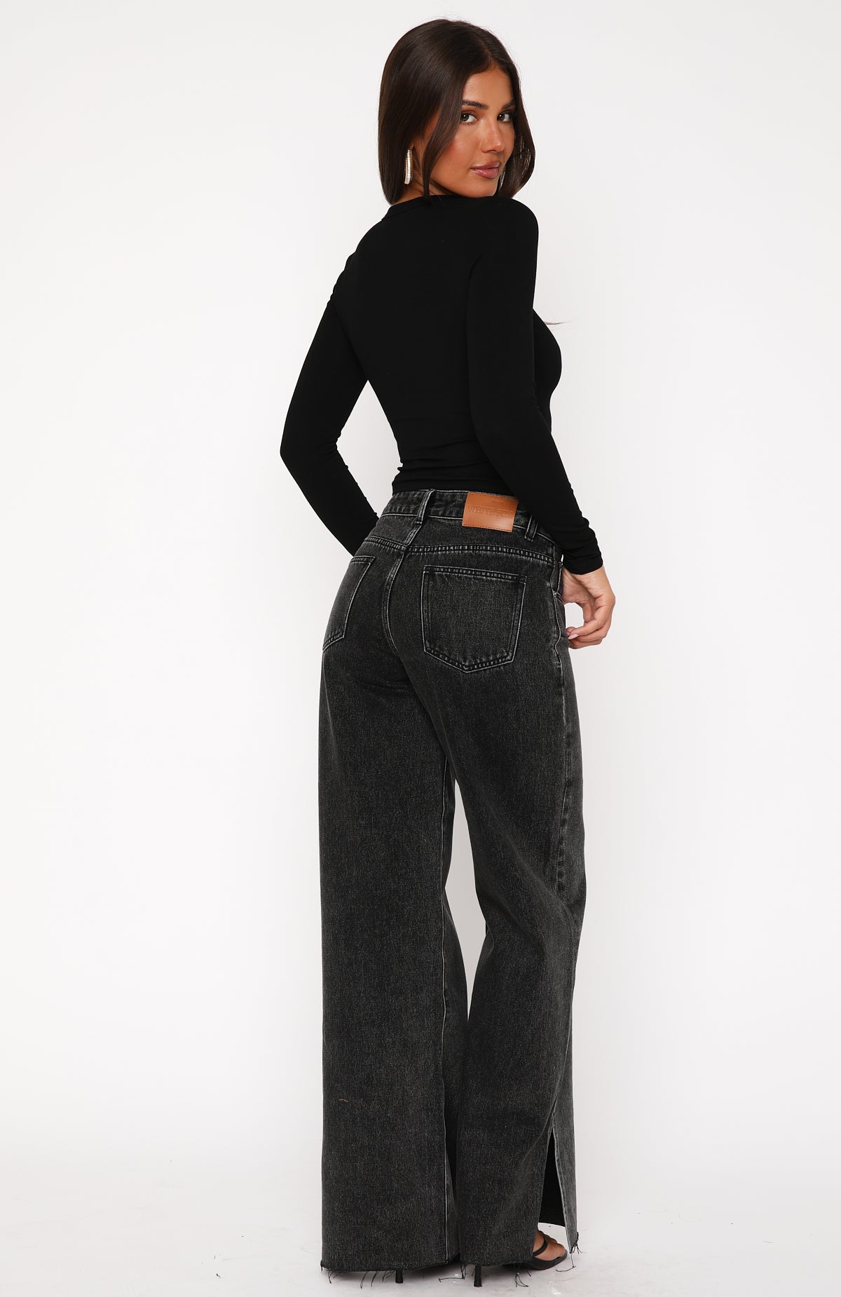 Premium Summer Wide-Leg Jeans - Black Acid Wash