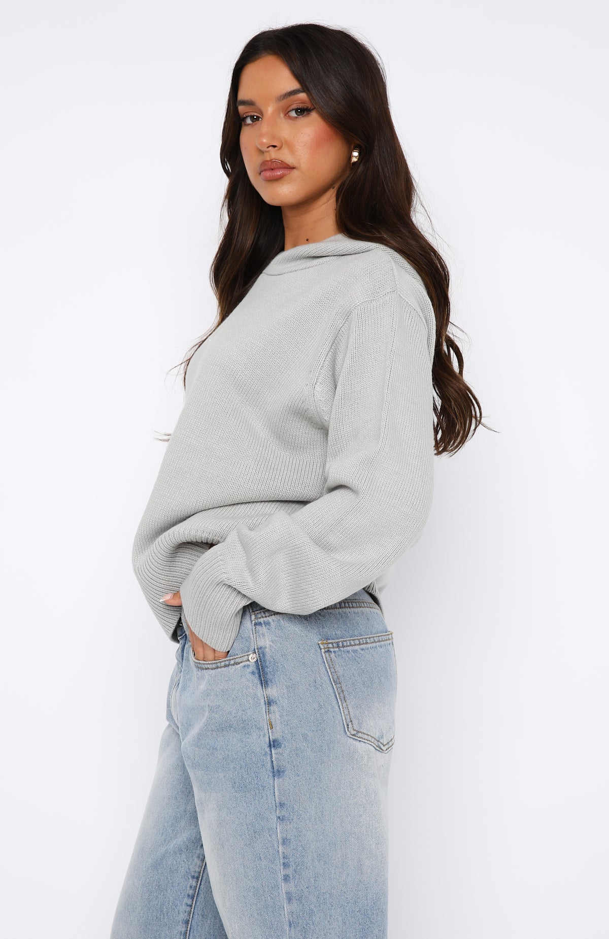 Premium Soft Knit Hoodie - Light Grey