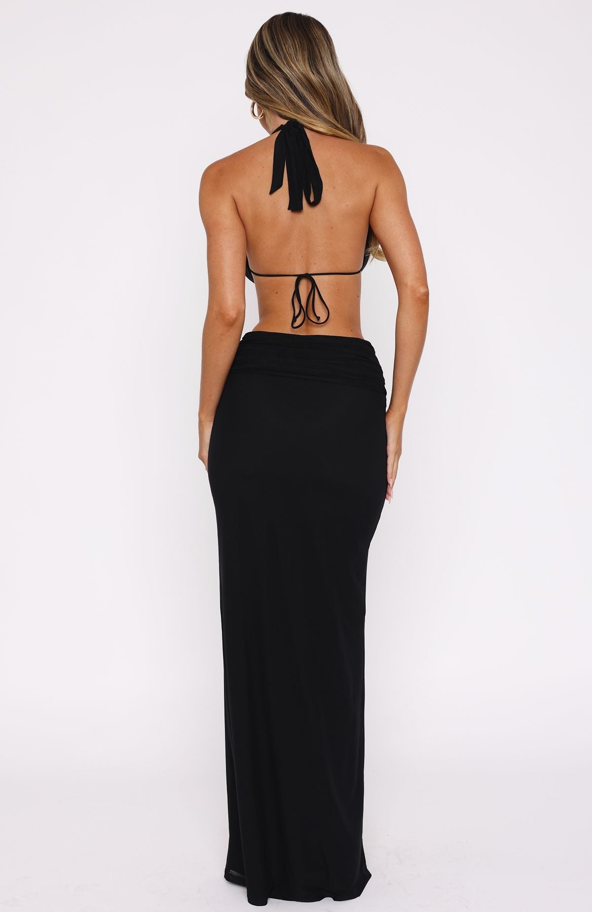 Ultimate Elegance: Black Maxi Dress with Halter Neck