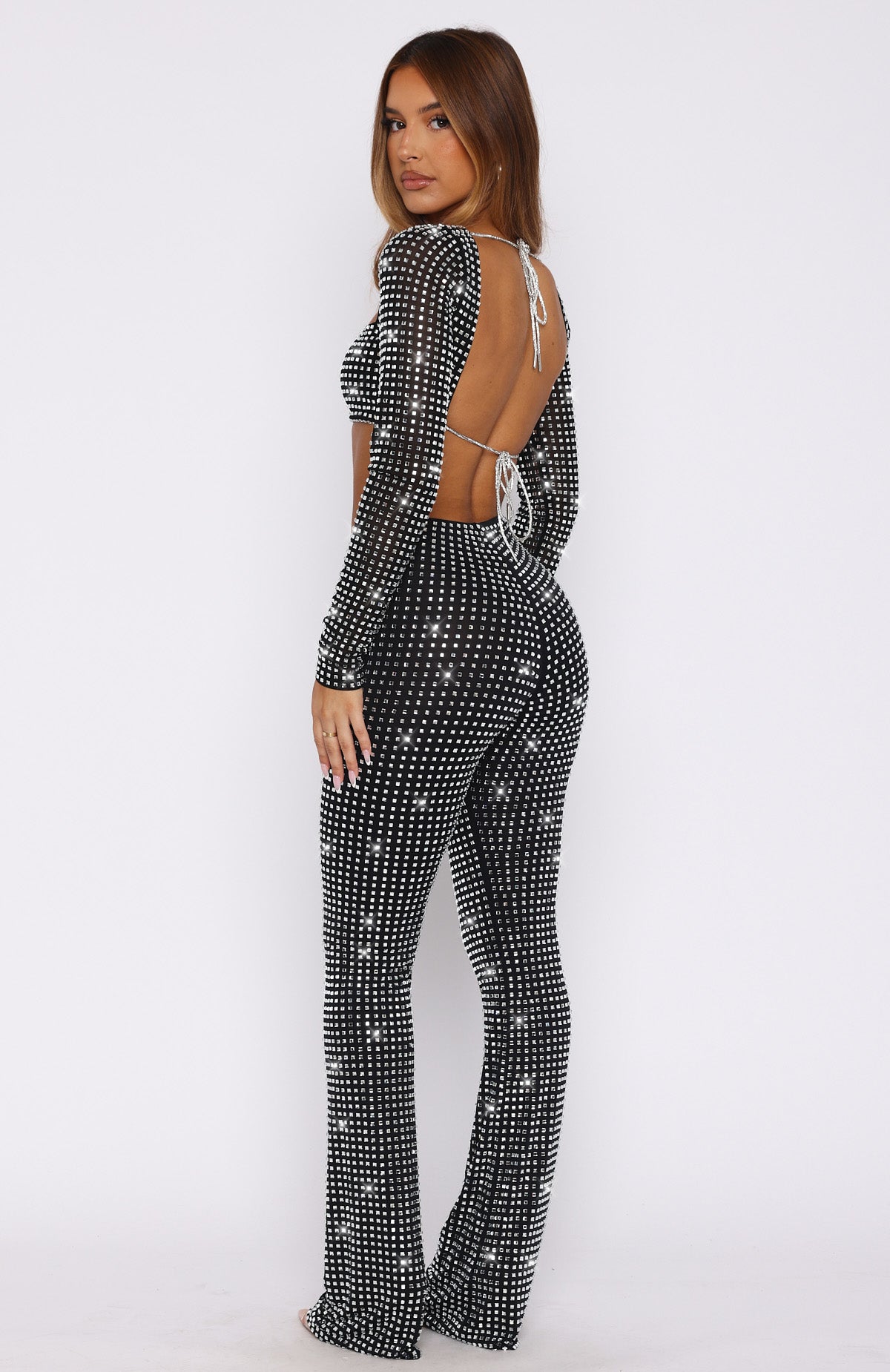 Ultimate Sparkle Embellished Pants - Sleek Black