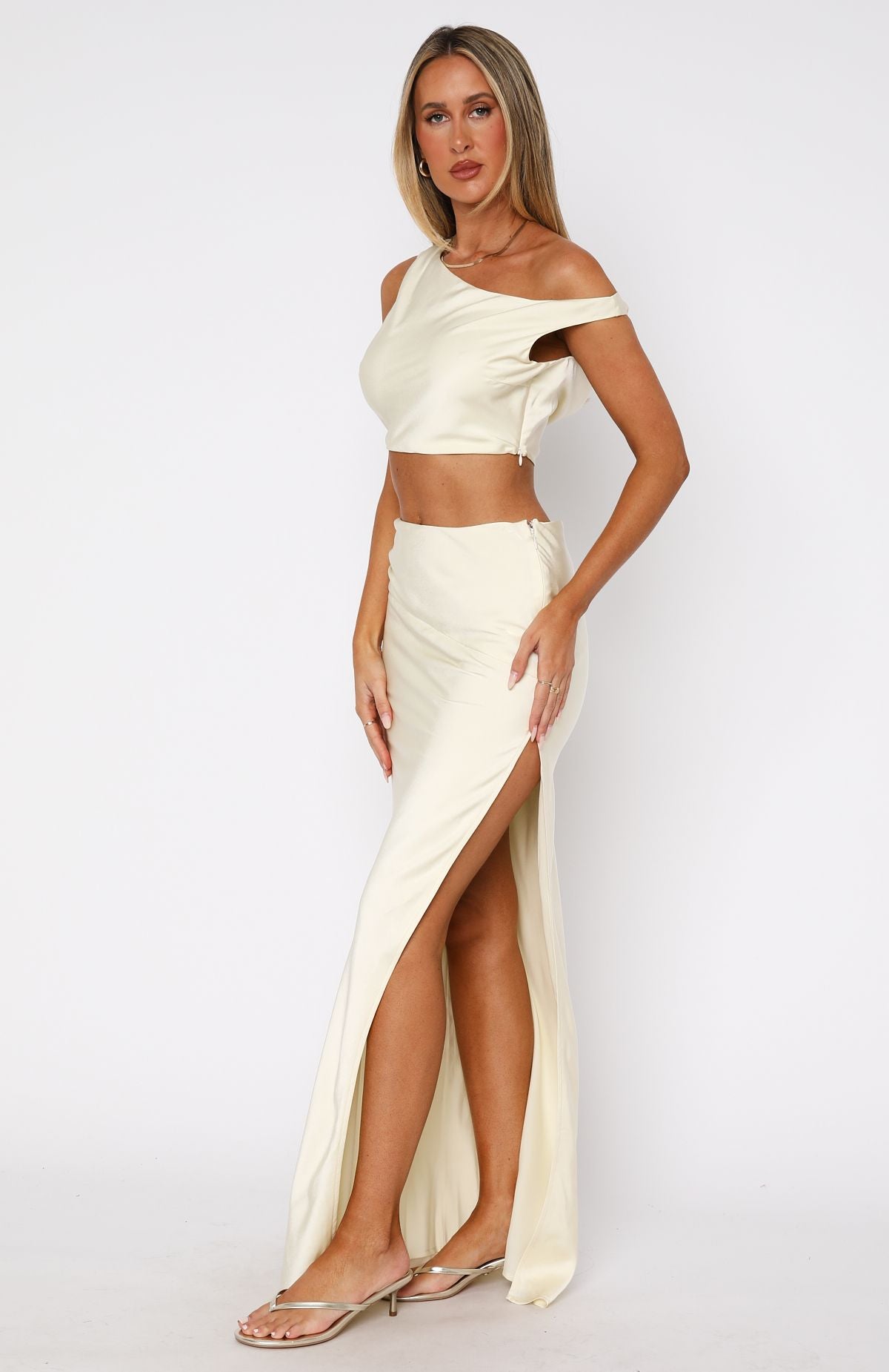 Premium Maxi Skirt Cream - Ultimate Elegance