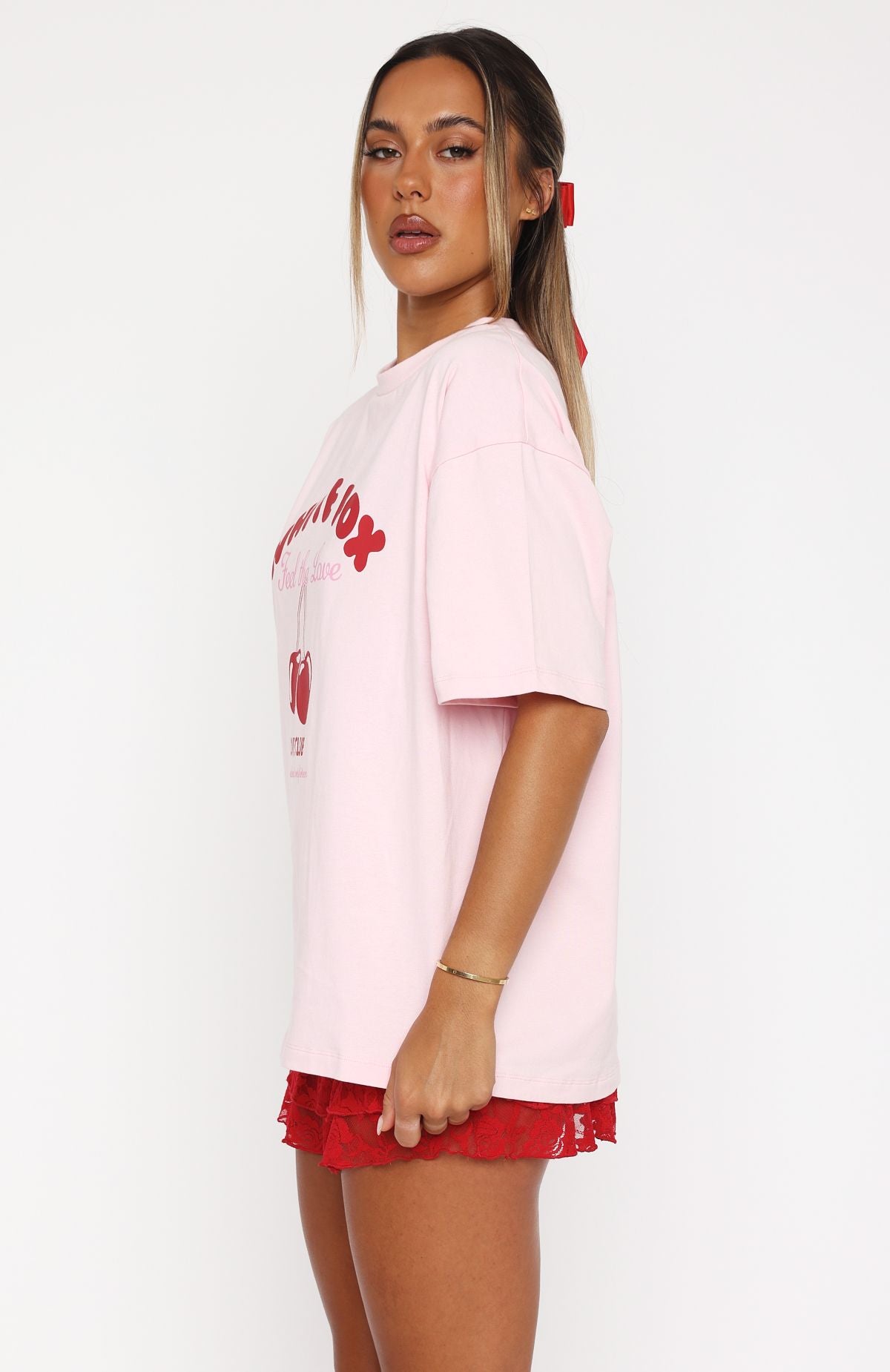 Premium Love Me Tender Oversized Tee - Soft Pink