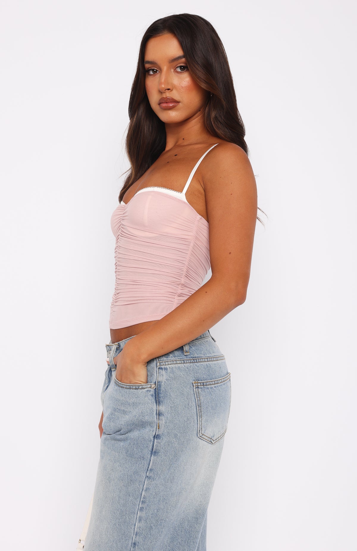Premium Remind Me Again Bustier Top in Dusty Pink