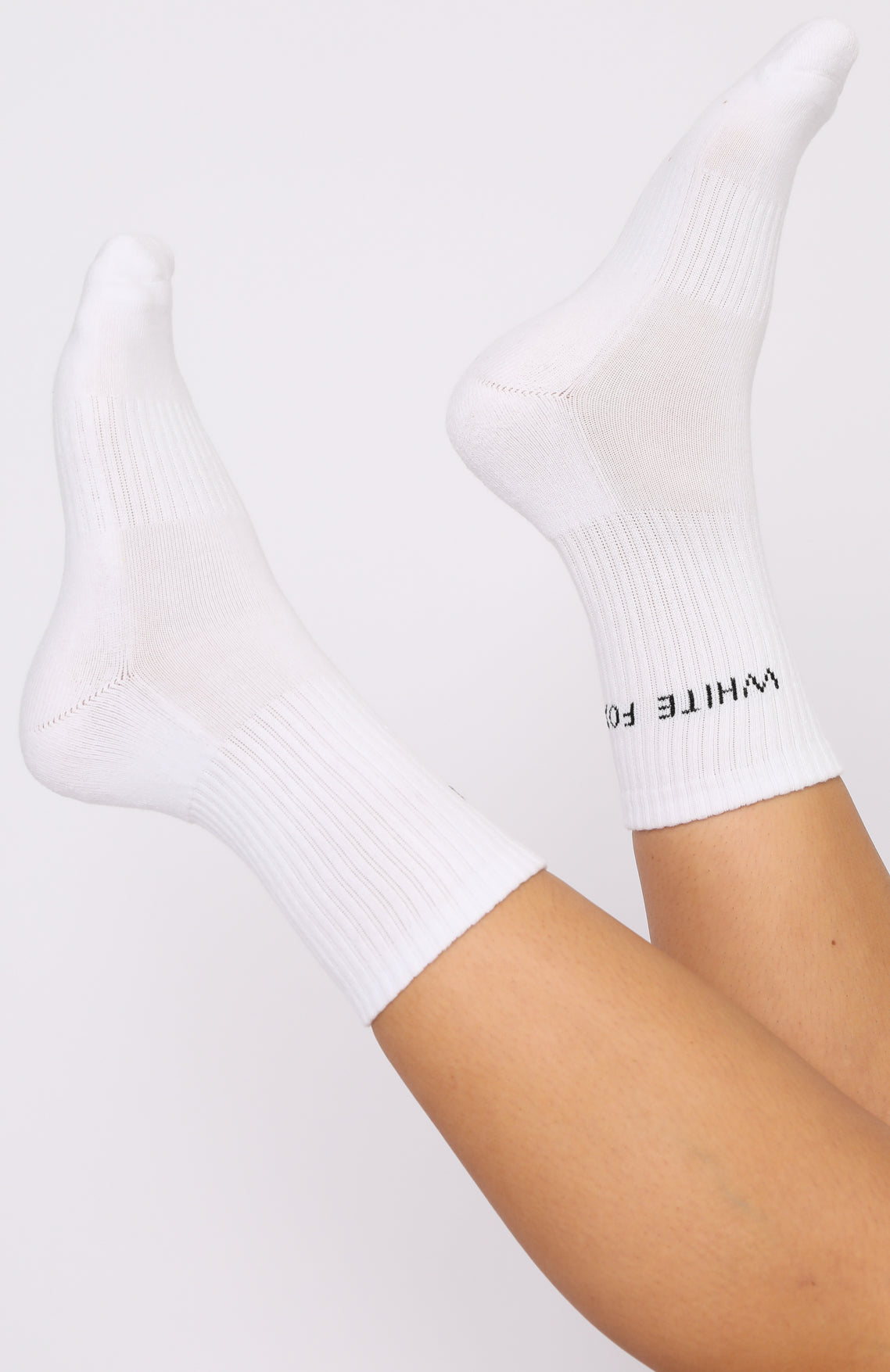Premium White Fox Cotton Crew Socks