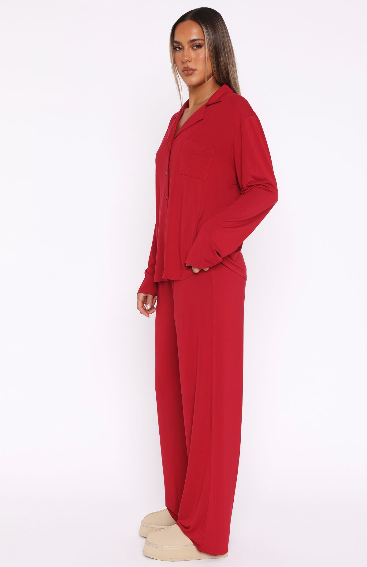 Ultimate Comfort Pillow Talk Long Sleeve Pyjama Set - Red