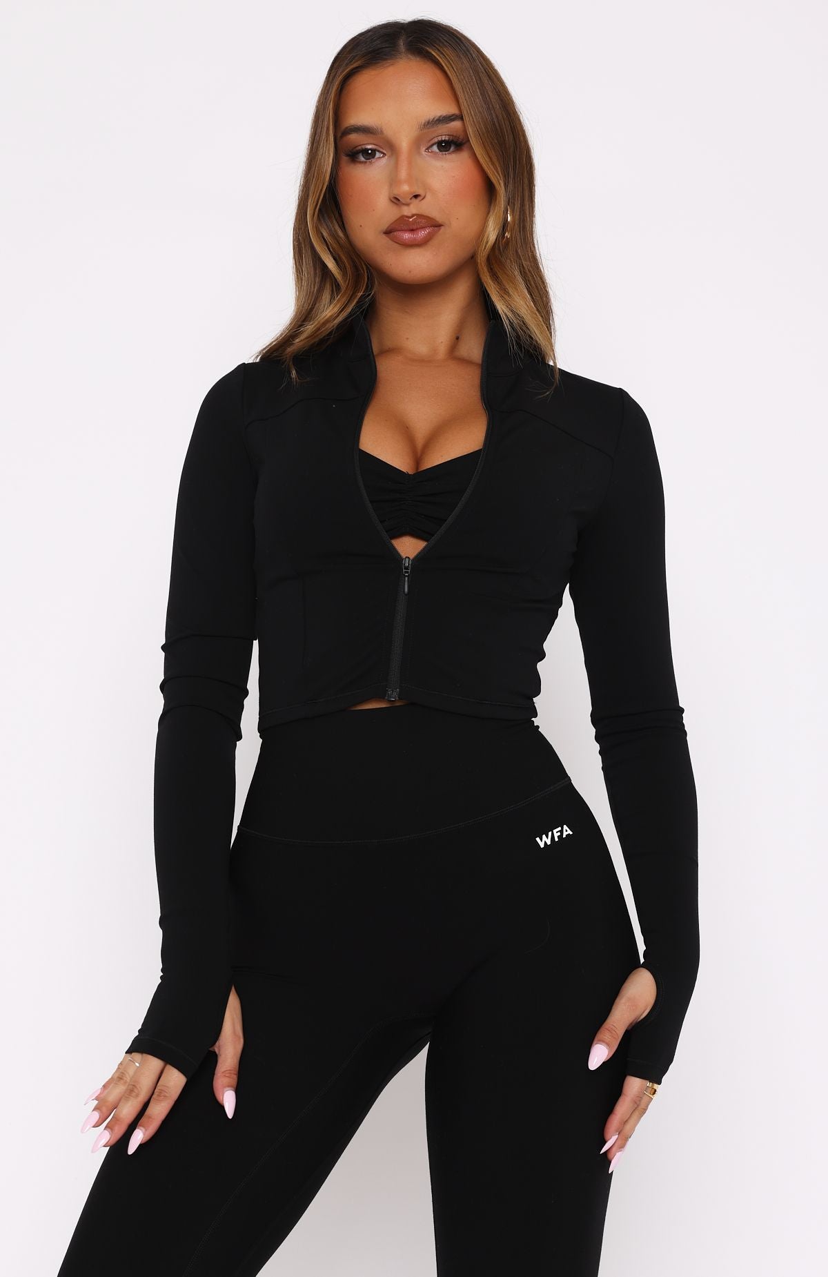 Premium Times Up Crop Jacket - Black | Ultimate Workout Essential