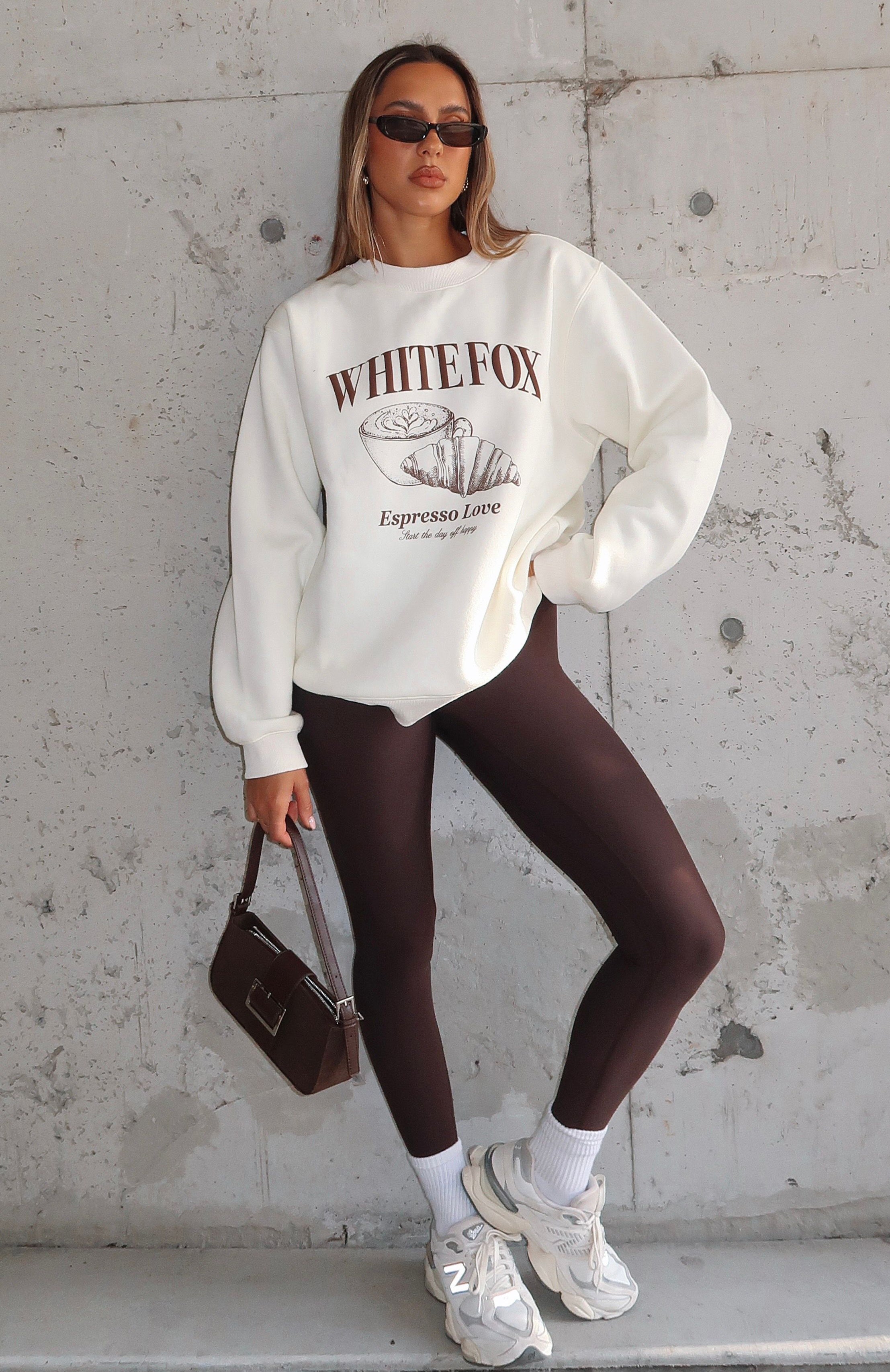 Premium Espresso Love Oversized Sweater - Off White