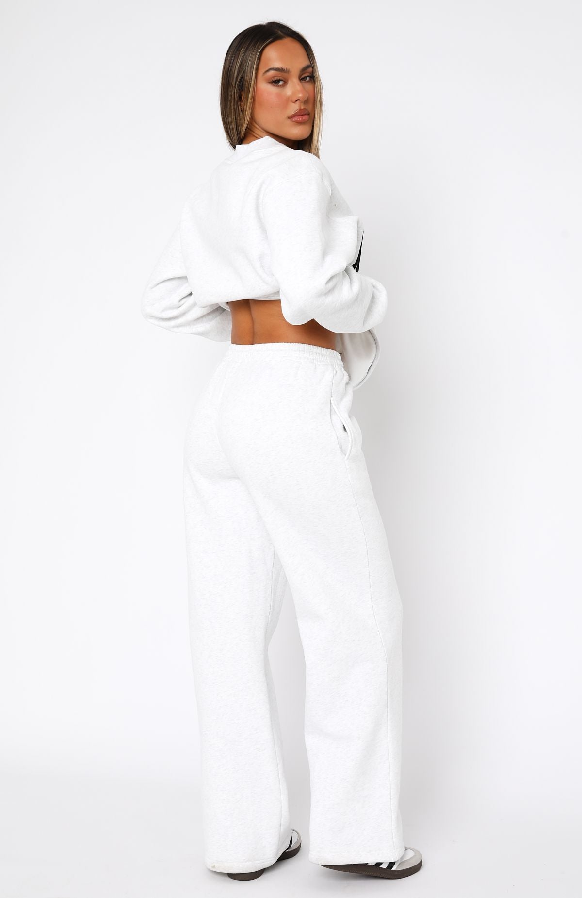 Premium Decade Classics Wide Leg Sweatpants - Grey Marle