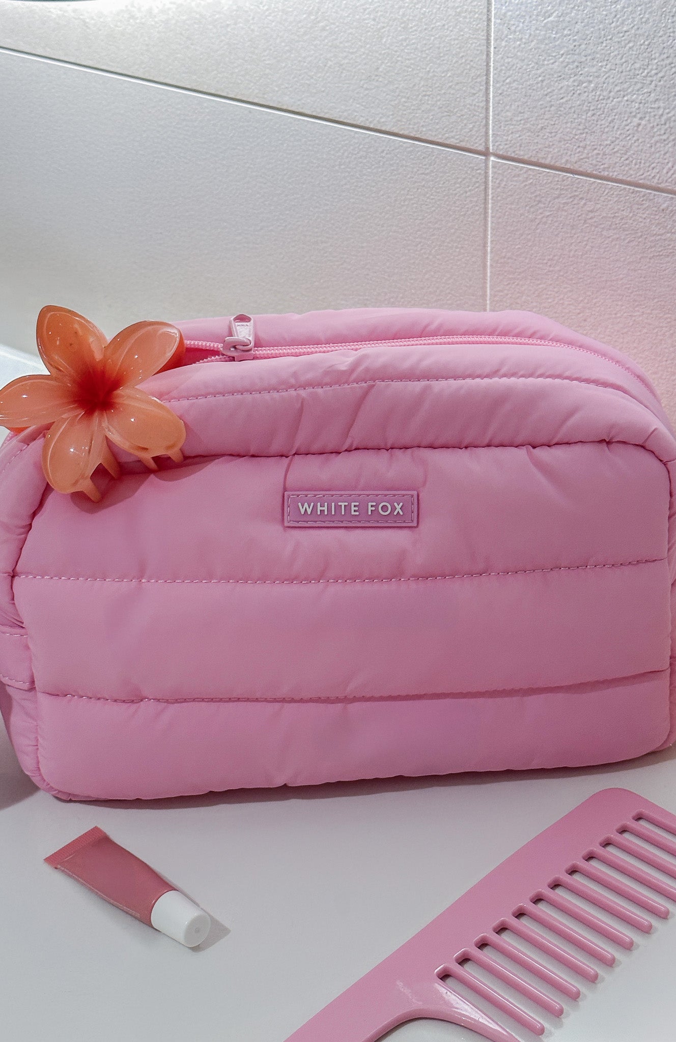 Premium Take A Leap Cosmetic Bag in Baby Pink - Ultimate Organizer