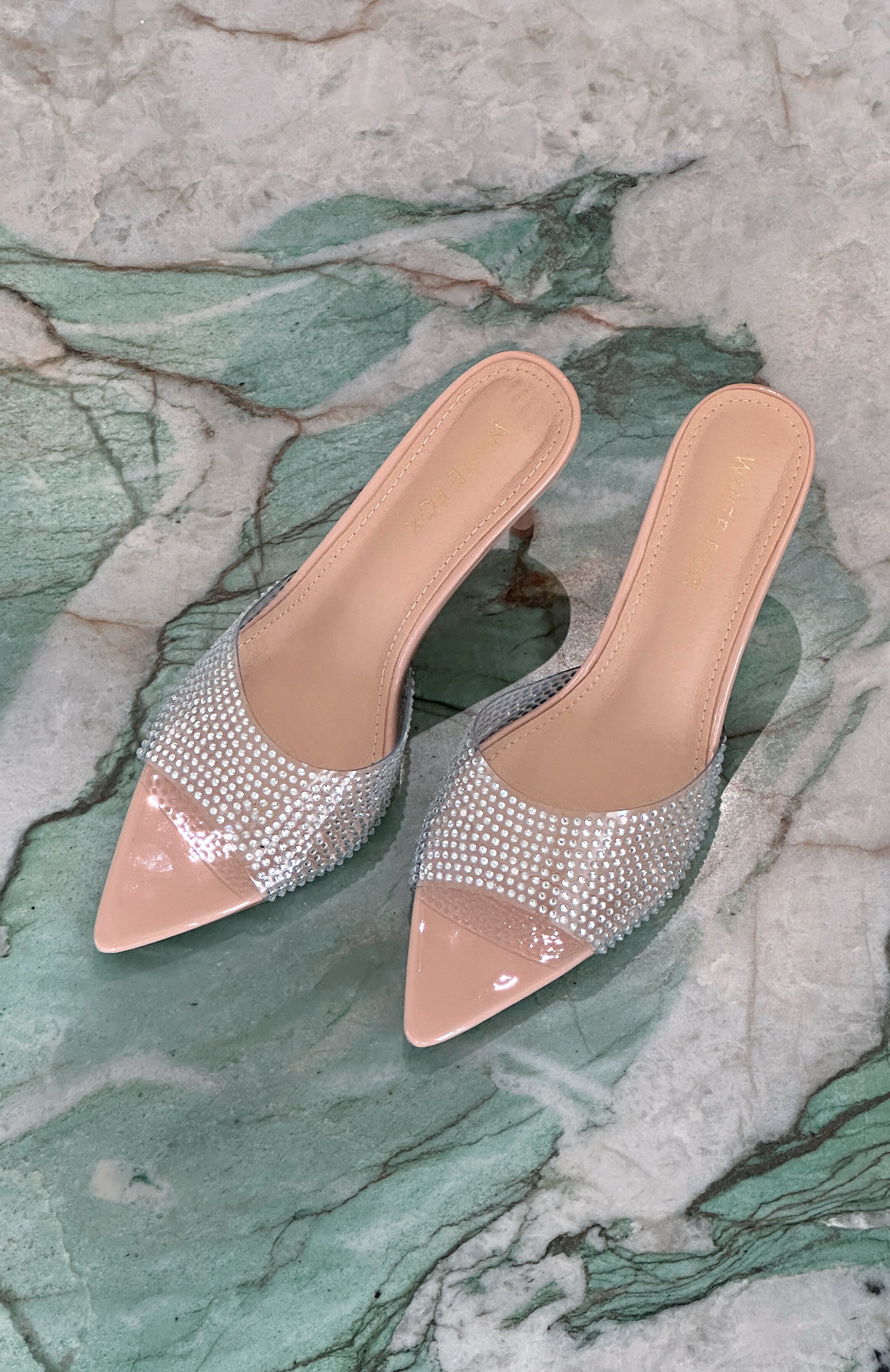 Premium Nude Patent Diamante Heels - Ultimate Style Upgrade