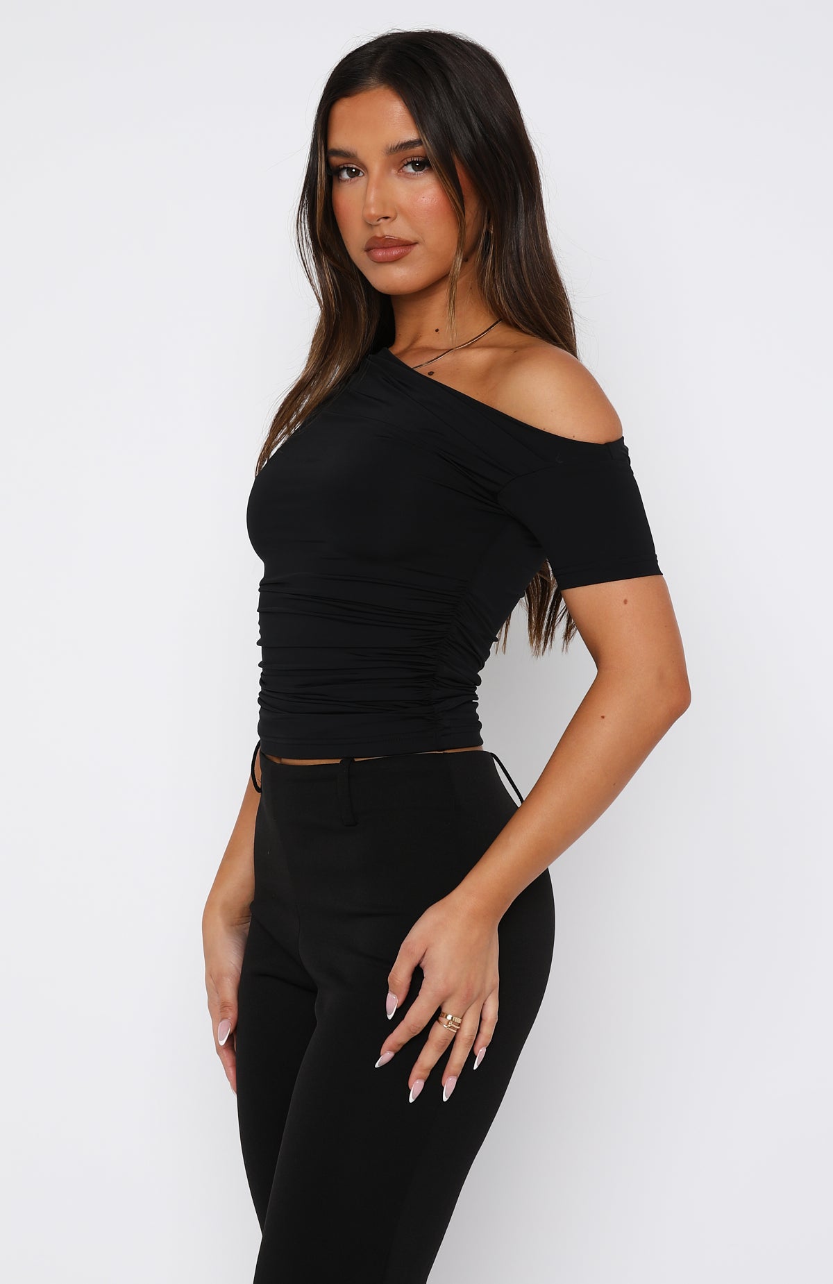 Ultimate One-Shoulder Cropped Top - Black