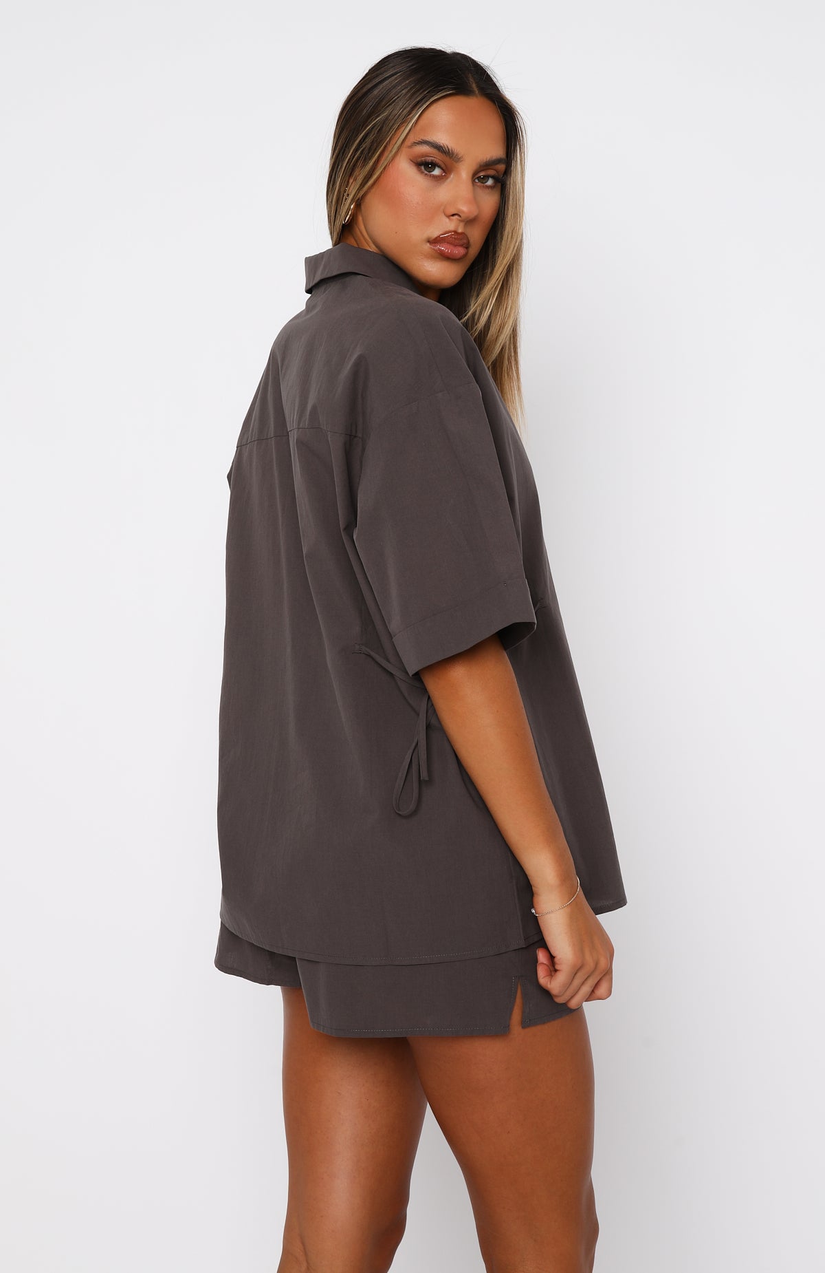 Premium Oversized Cotton Shirt - Chocolate