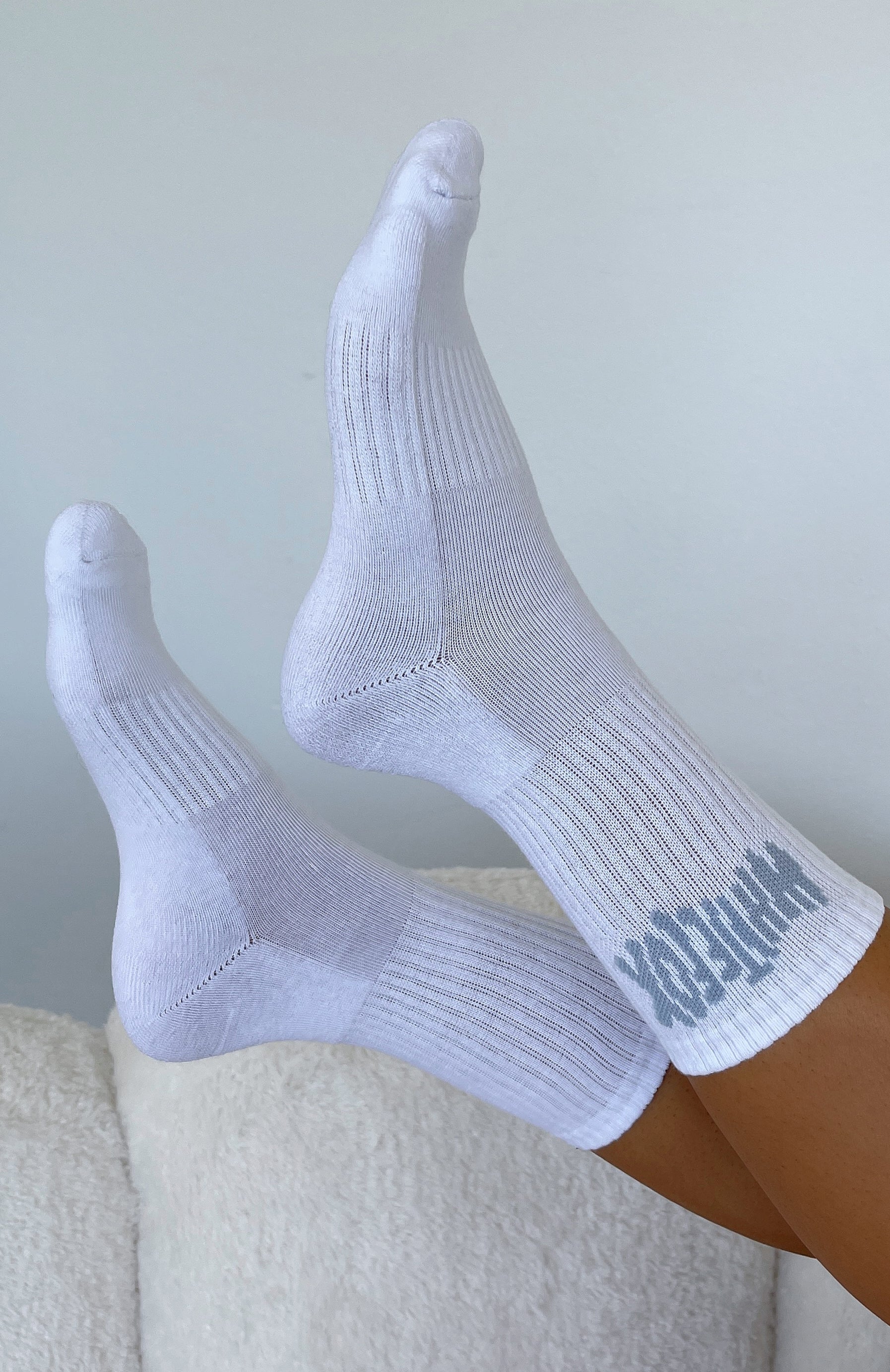 Premium Archive 6.0 Crew Socks - White/Blue | Ultimate Comfort