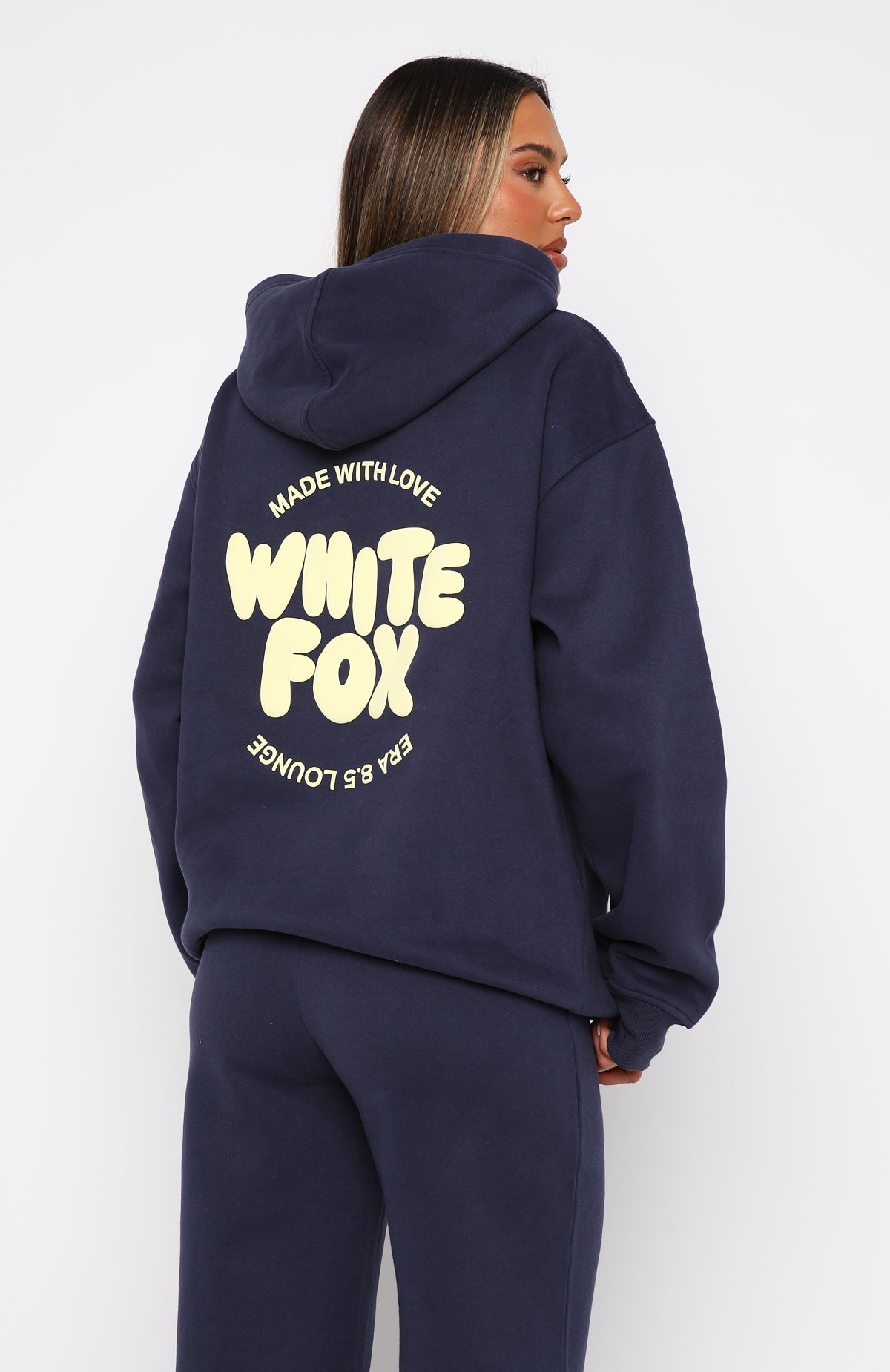 Premium With Love For You Oversized Hoodie - Navy