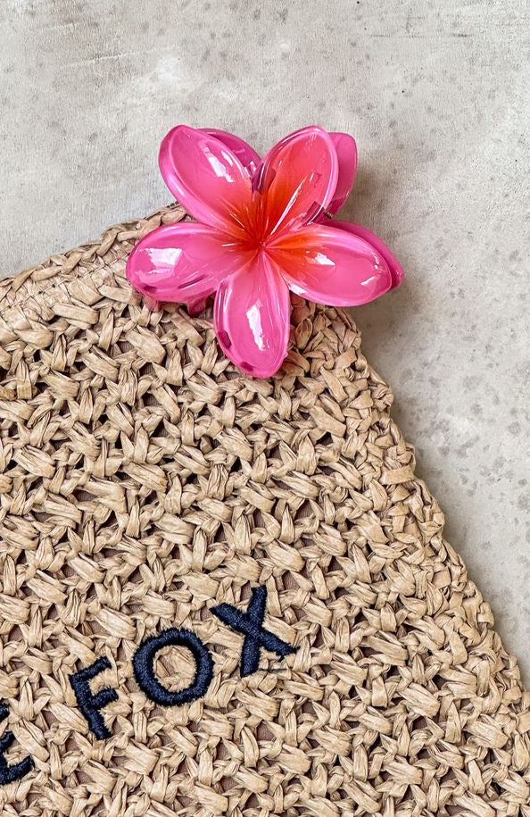 Premium Floral Charm Hair Clip - Hot Pink