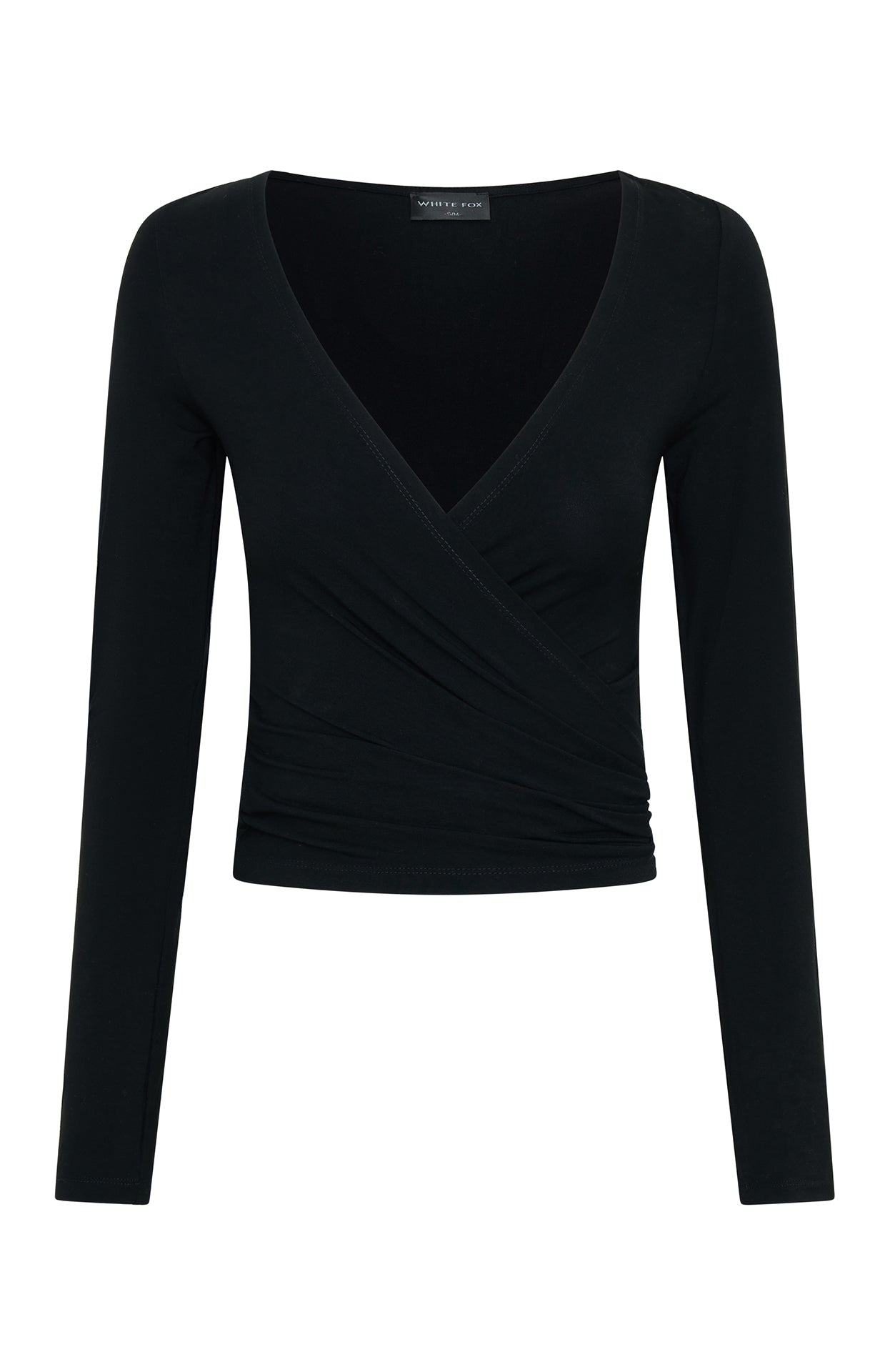 Premium Long Sleeve Wrap Top - Black | Ultimate Comfort & Style