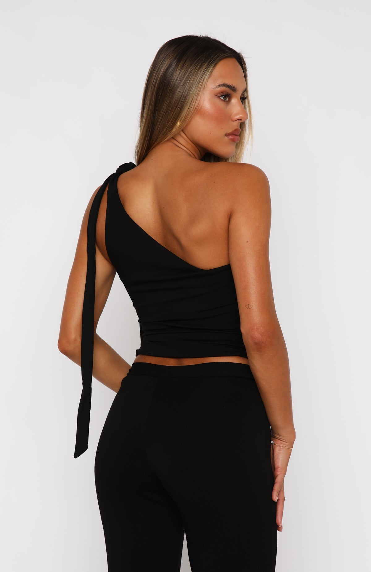 Ultimate Reckless Romance One Shoulder Crop Top - Black